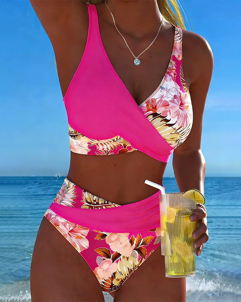 Floral Print Split Bikini Set