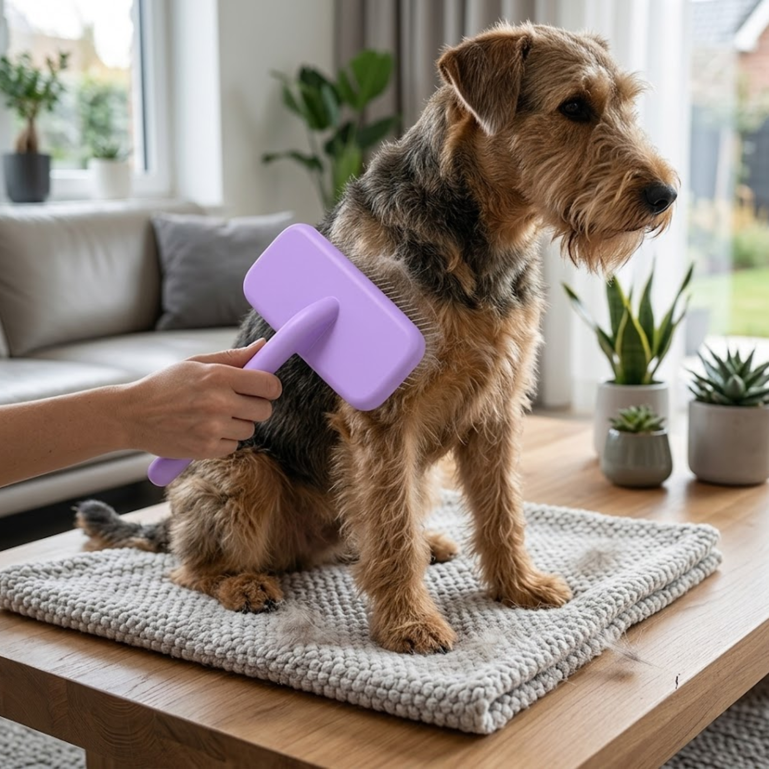 Dog Pin Brush with Wooden Handle Professional Pet Grooming Needle Comb for Hair