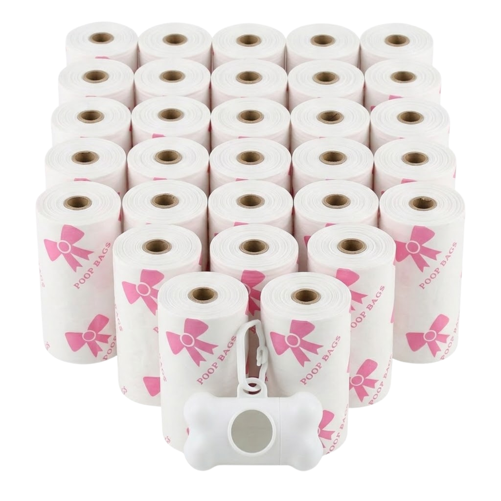 Leak-proof Dog Poop Bags with Bone Dispenser for Pet Waste Cleaning