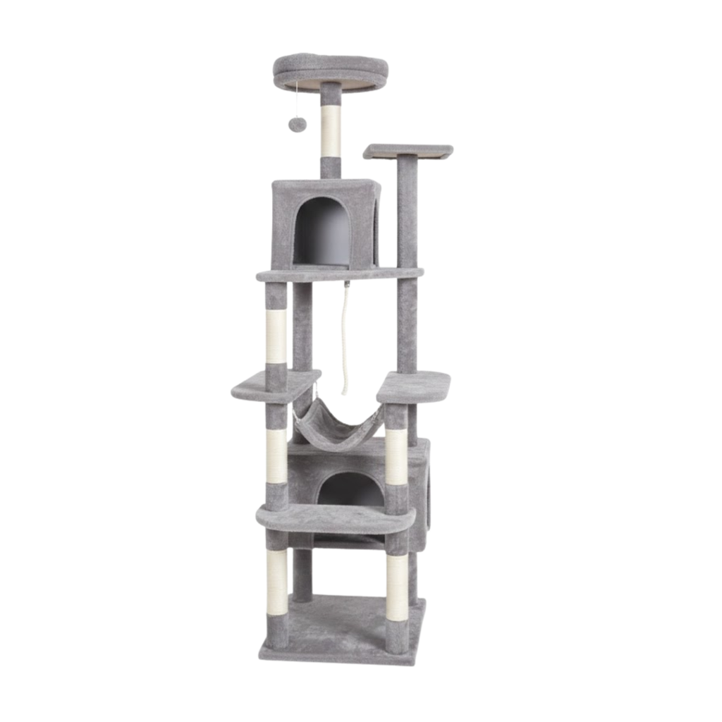 Cat Tree Tower for Indoor Cats with Sisal Scratching Post Condo Hammock and Perch