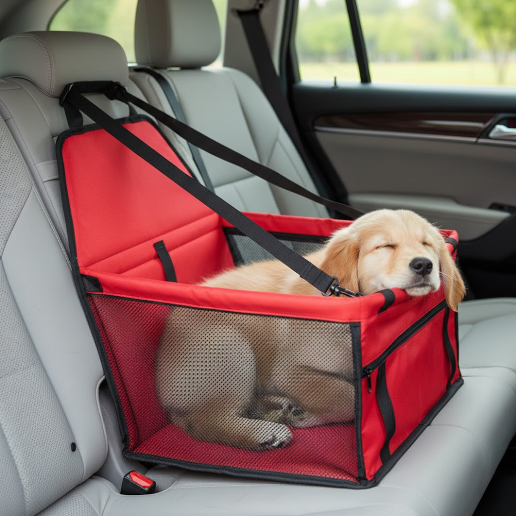 Dog Car Seat Booster Basket Foldable Travel Hammock with Safety Tether for Small Pets