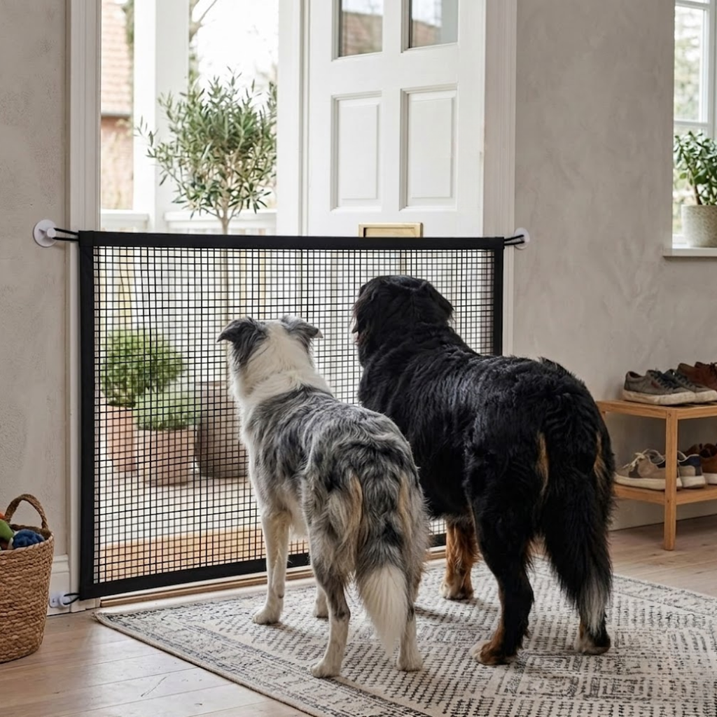 Pet Safety Mesh Gate Folding Portable Dog Barrier for Stairs and Doorways