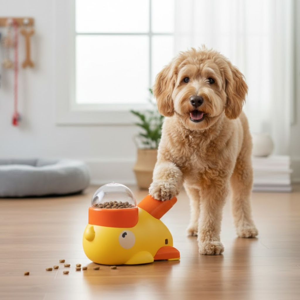 Interactive Slow Feeder Dog Toy Duck Shape Snack Dispenser for Small and Medium Pets
