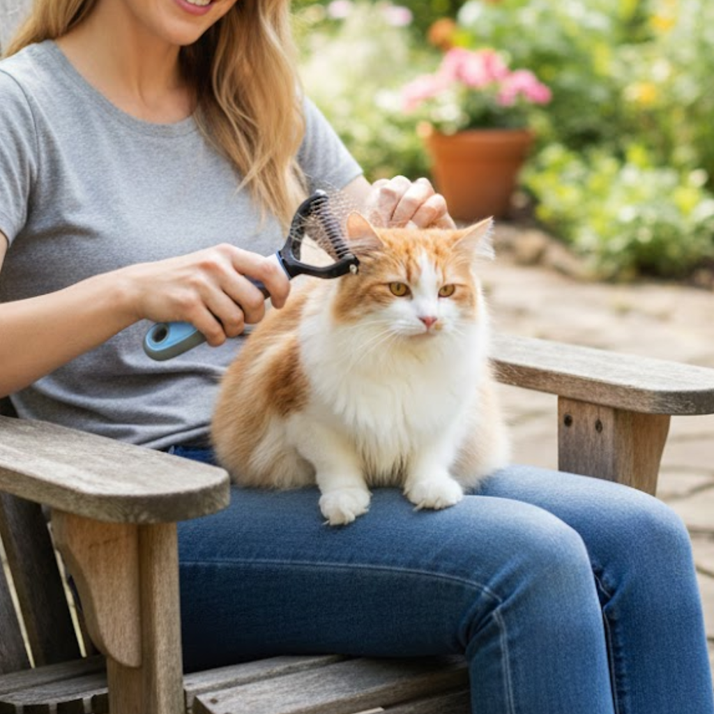 Pet Deshedding Brush Double Sided Stainless Steel Grooming Tool for Cats and Dogs