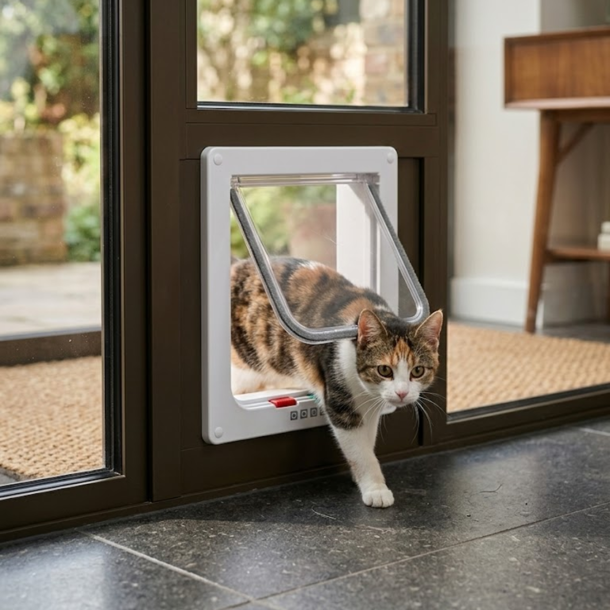Cat Flap Door ABS Plastic 4 Way Locking Security Pet Gate for Dogs and Kittens