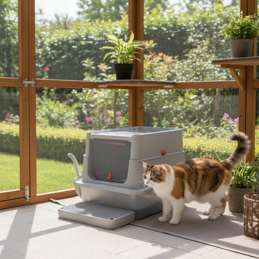 Stainless Steel Cat Litter Box Extra Large Enclosed High Fence Semi-Closed Pet Toilet