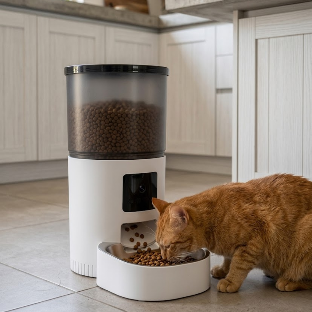 Automatic Pet Feeder with HD Camera WiFi Smart Food Dispenser and Stainless Steel Bowl