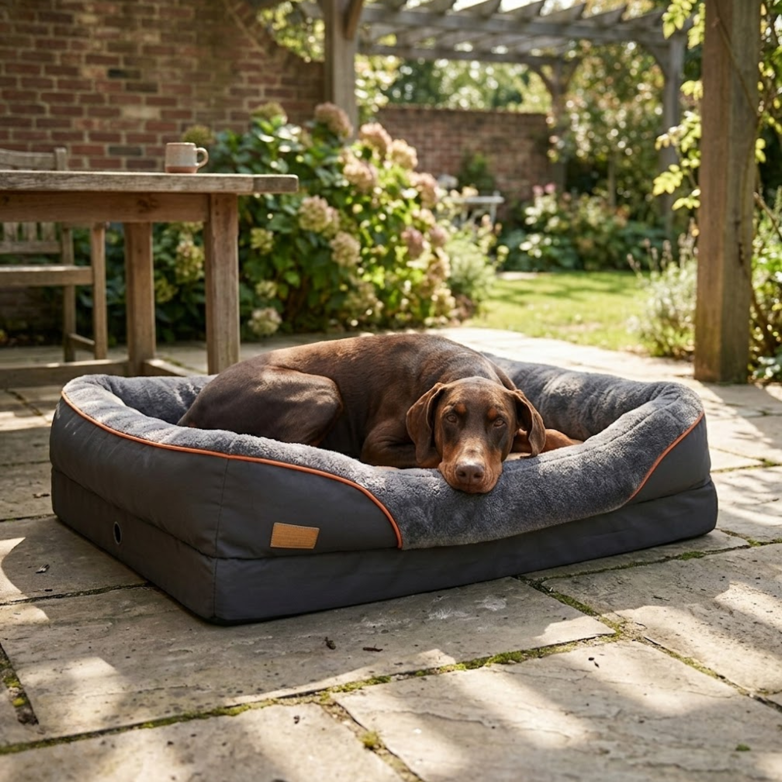 Memory Foam Dog Bed with Cotton Cover Waterproof Mattress and Bolstered Pet Sofa