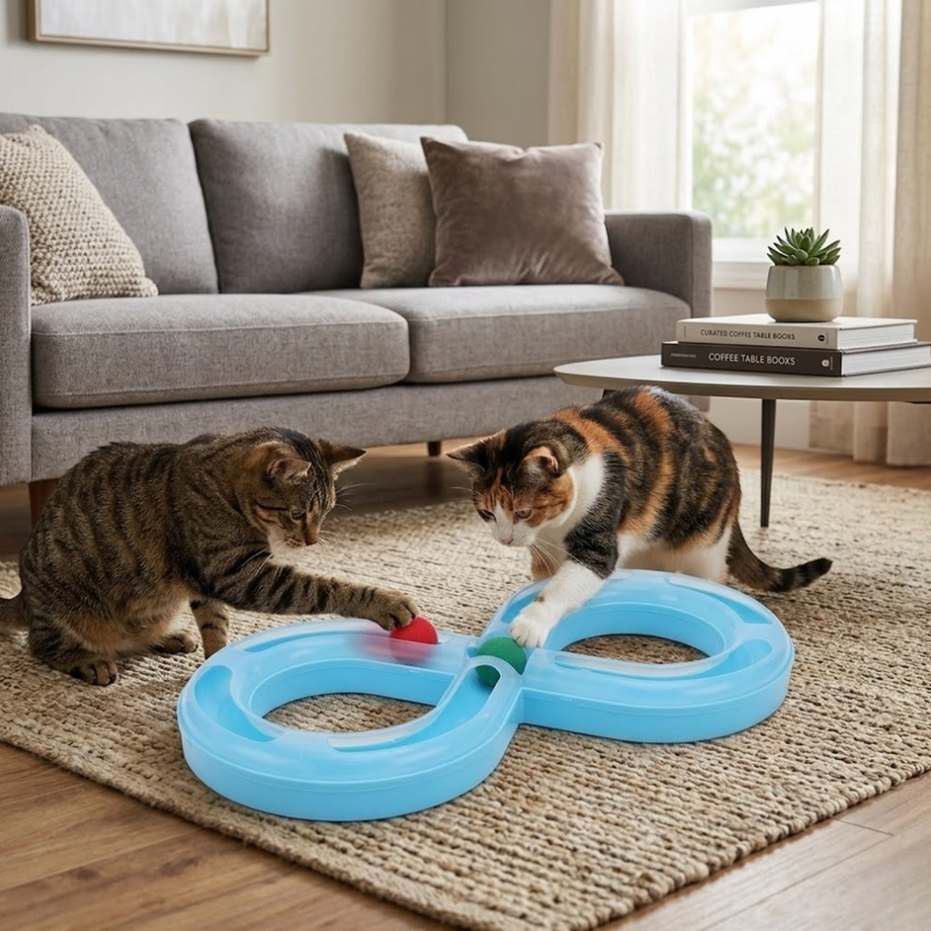 Interactive Cat Track Toy Plastic Turntable Roller with Moving Balls for Pet Training