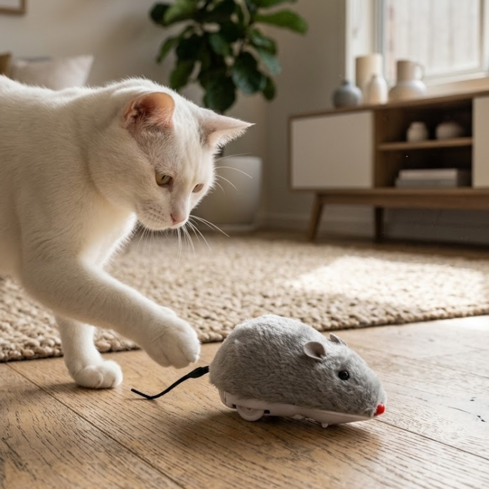 Lifelike Plush Mouse Running Toy for Cats and Dogs Interactive Moving Rat Pet Supply