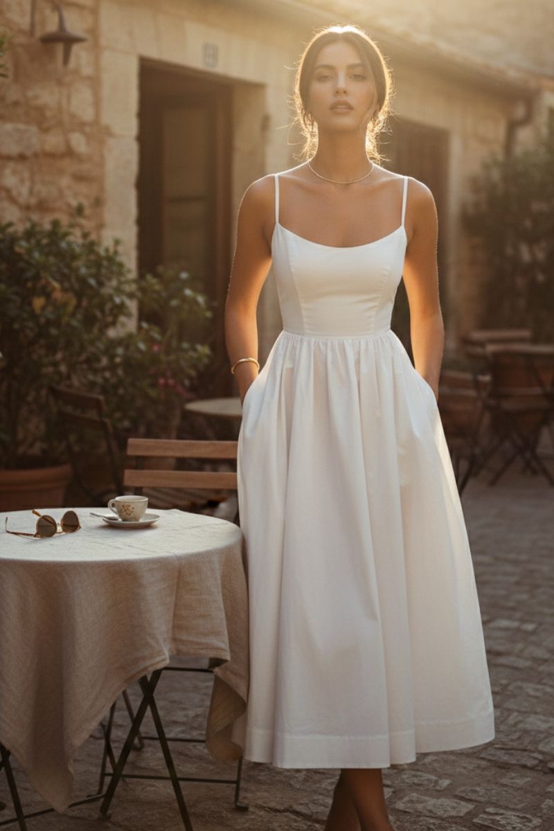 Sleeveless Scoop Neck Midi Cocktail Dress