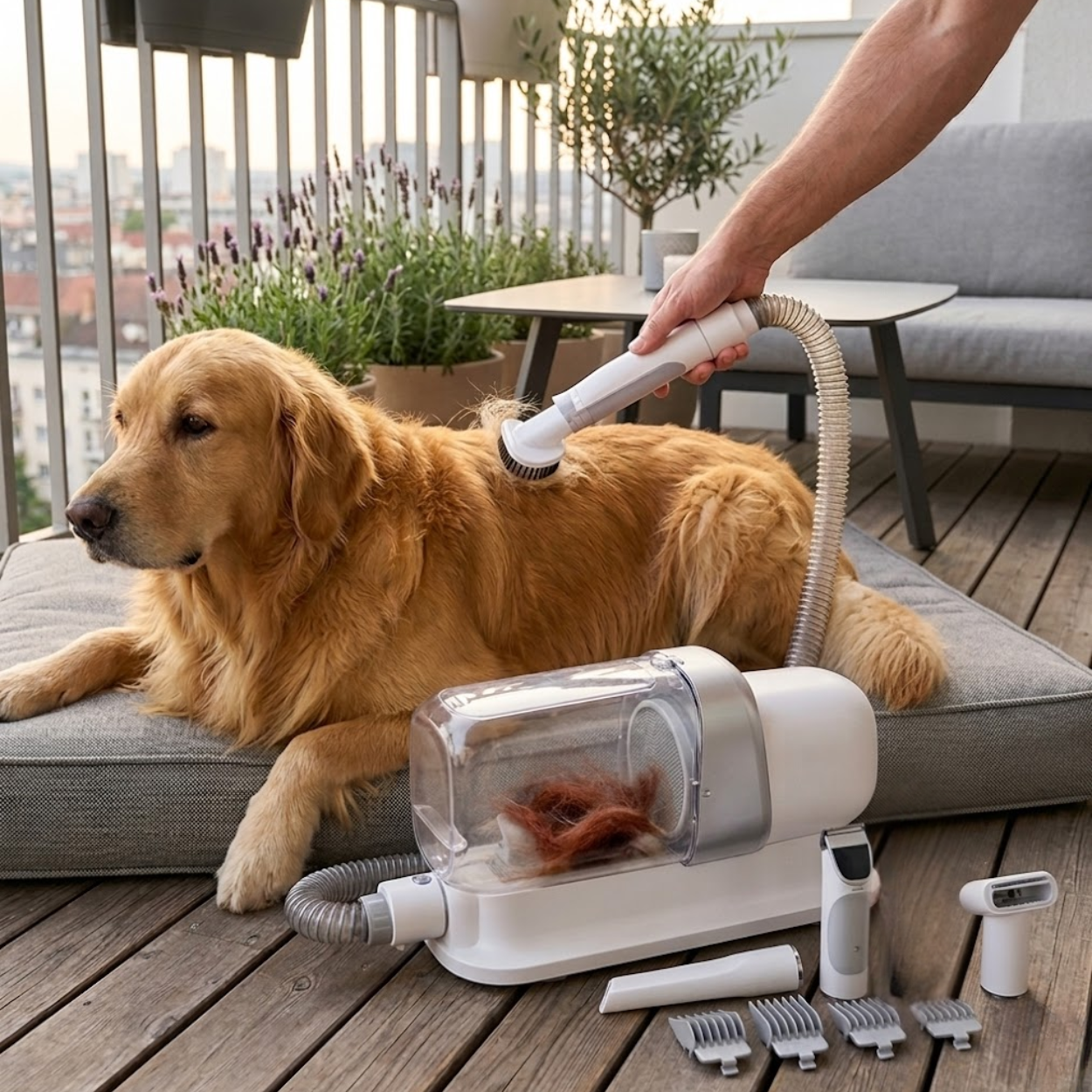 Pet Grooming Vacuum Kit with Electric Clipper and 2.3L Large Capacity Dust Cup