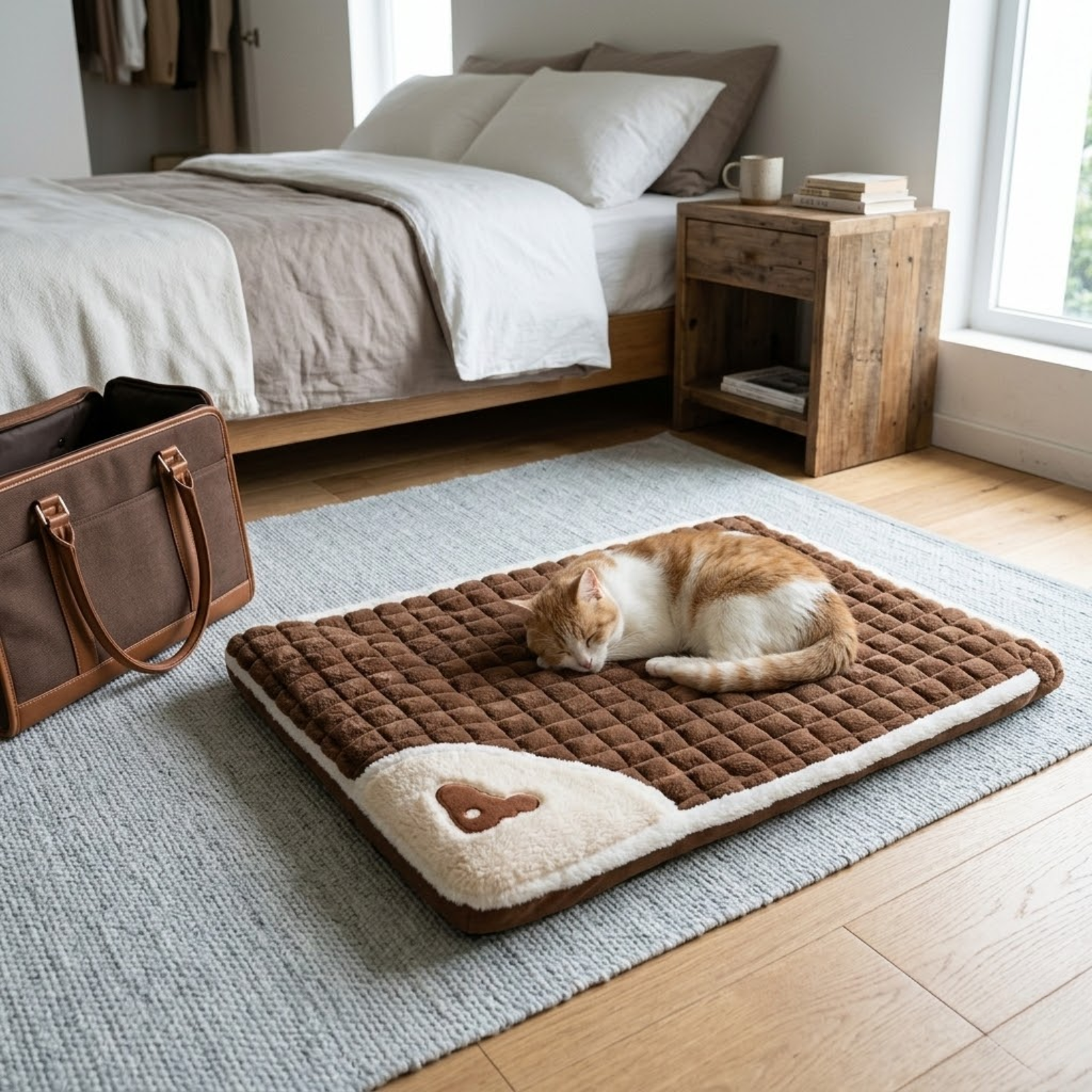 Memory Foam Dog Bed with Removable 100% Cotton Cover Machine Washable Pet Pillow Mat