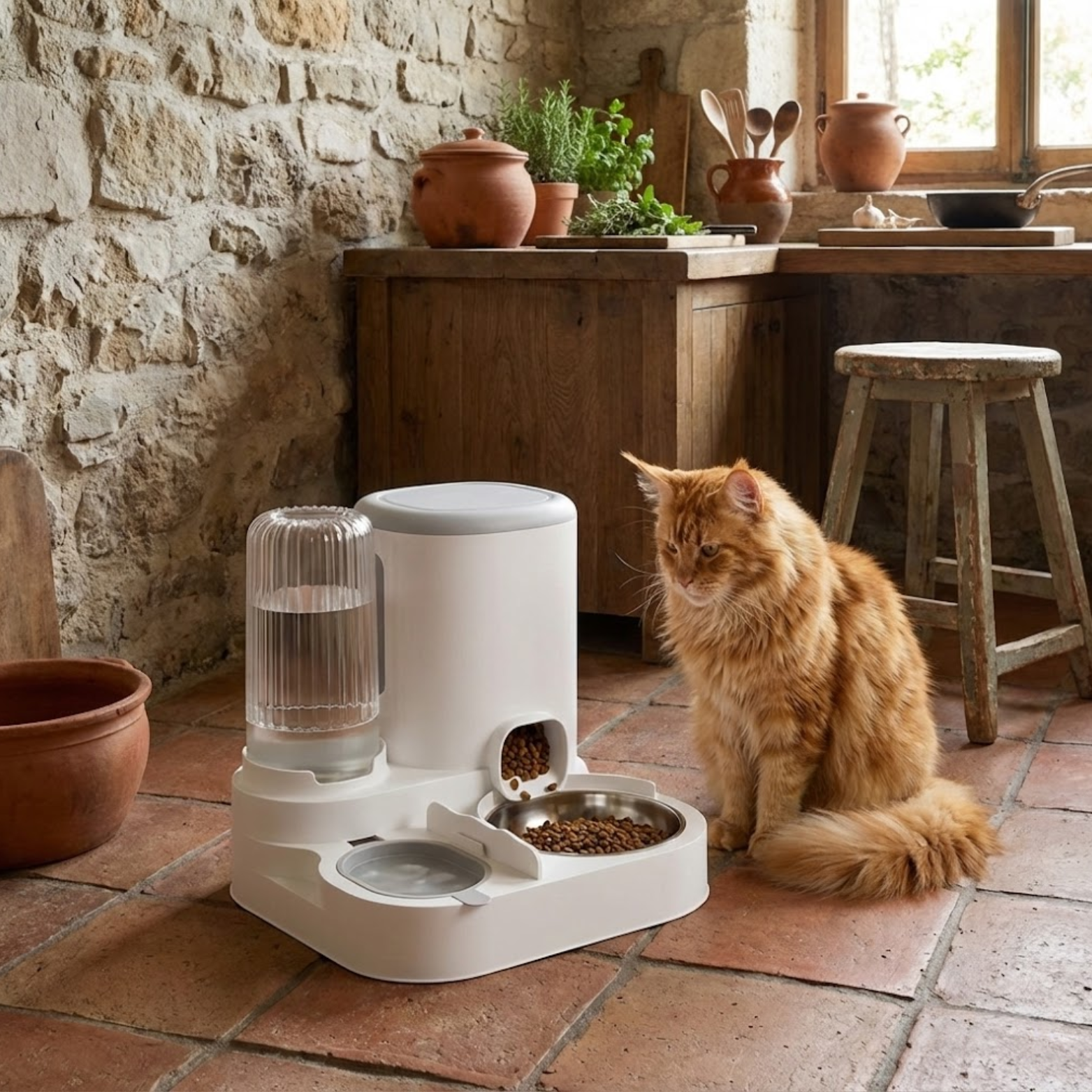 Cat Bowl Automatic Feeder Water Dispensers Integrated