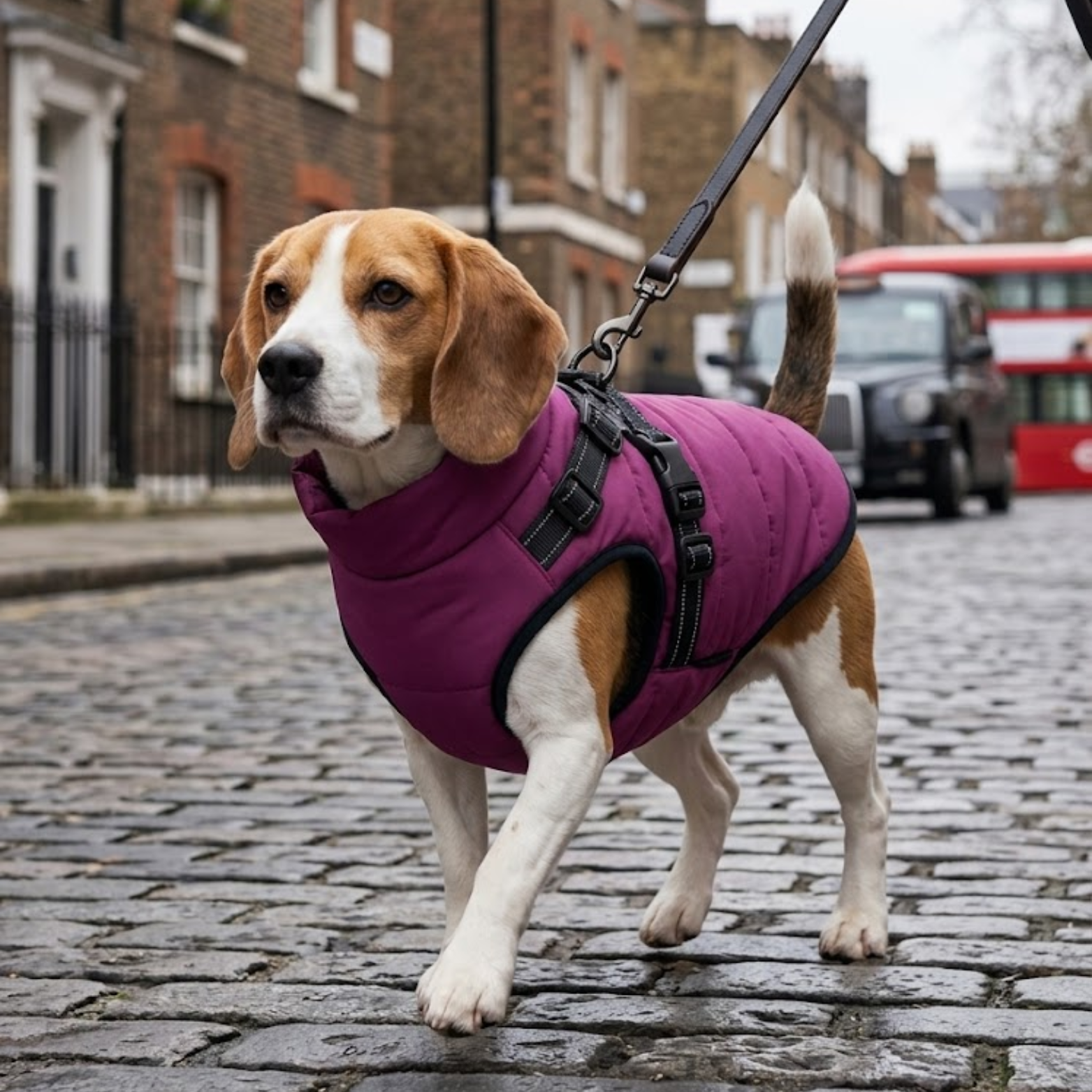 Waterproof Dog Coat with Integrated Harness Reflective Vest Fleece Lined Pet Jacket