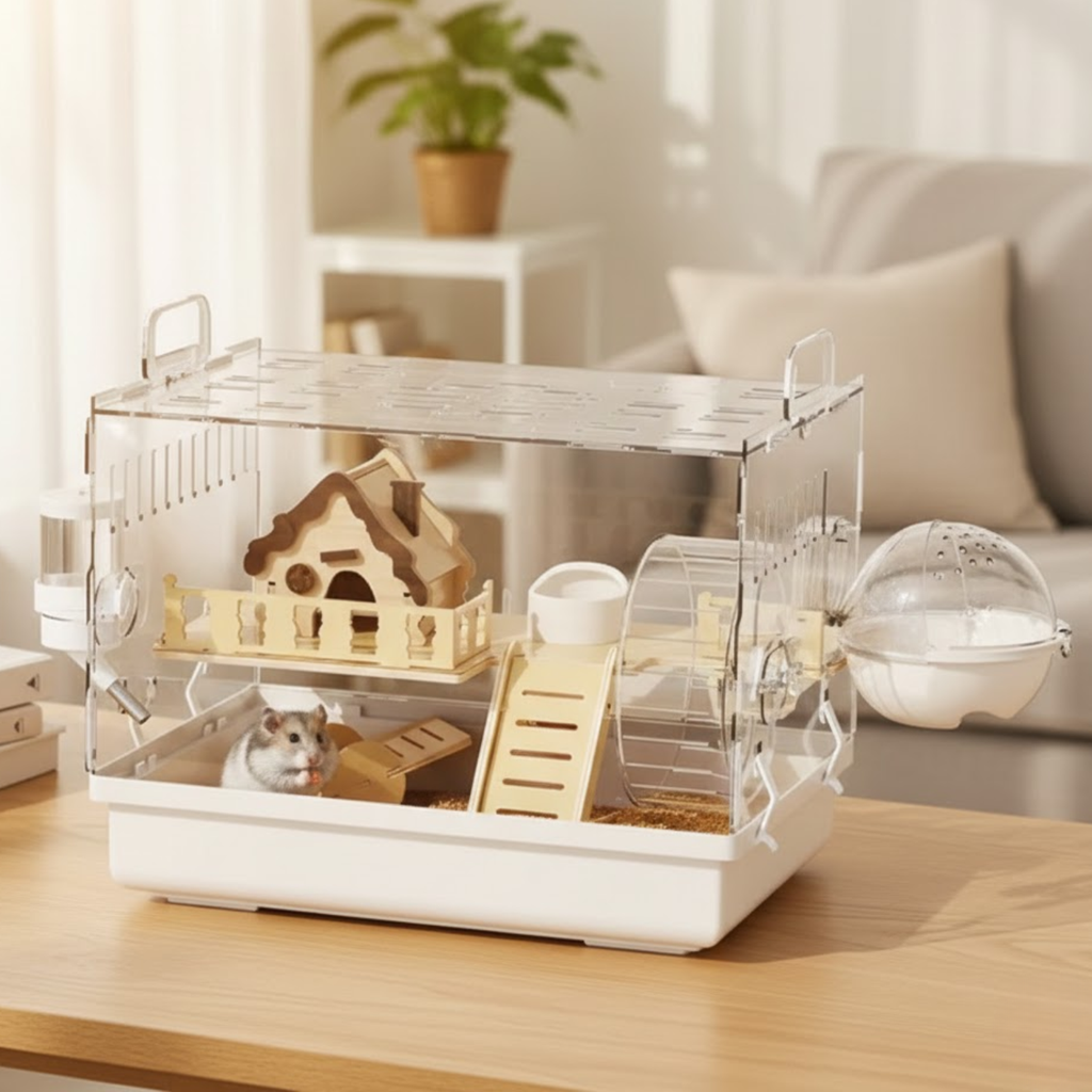 Large Acrylic Hamster Cage Double Tier Transparent Luxury Villa Small Animal Habitat