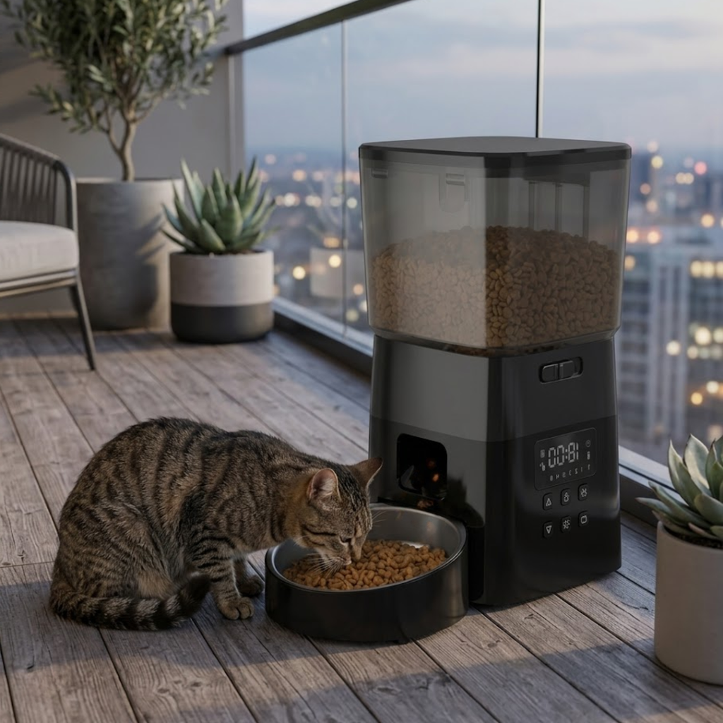 Automatic Pet Feeder with Stainless Steel Bowl and Dual Power Supply for Cats and Dogs