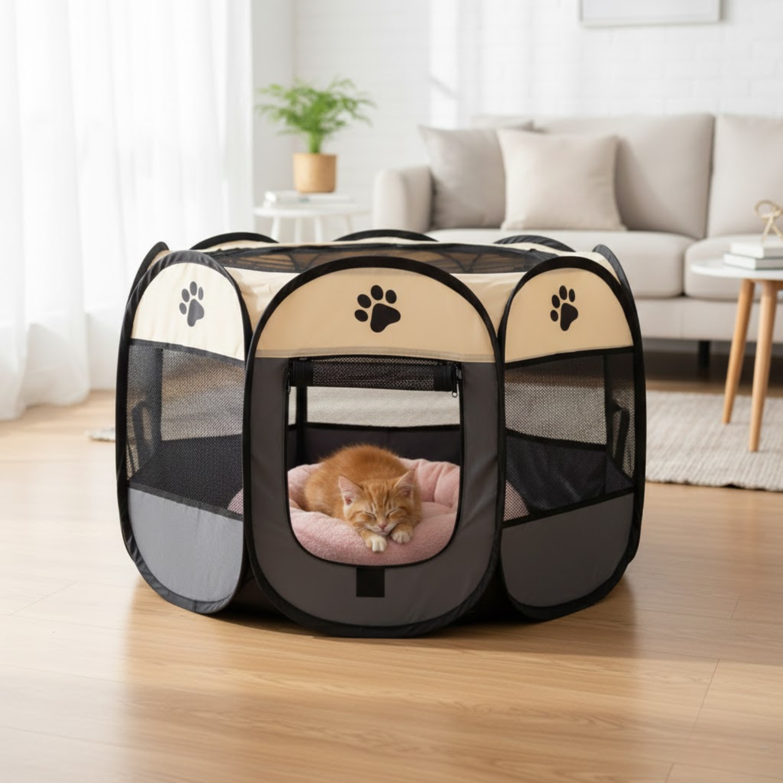 Foldable Pet Playpen Portable Octagonal Dog Exercise Pen for Indoor Outdoor Use