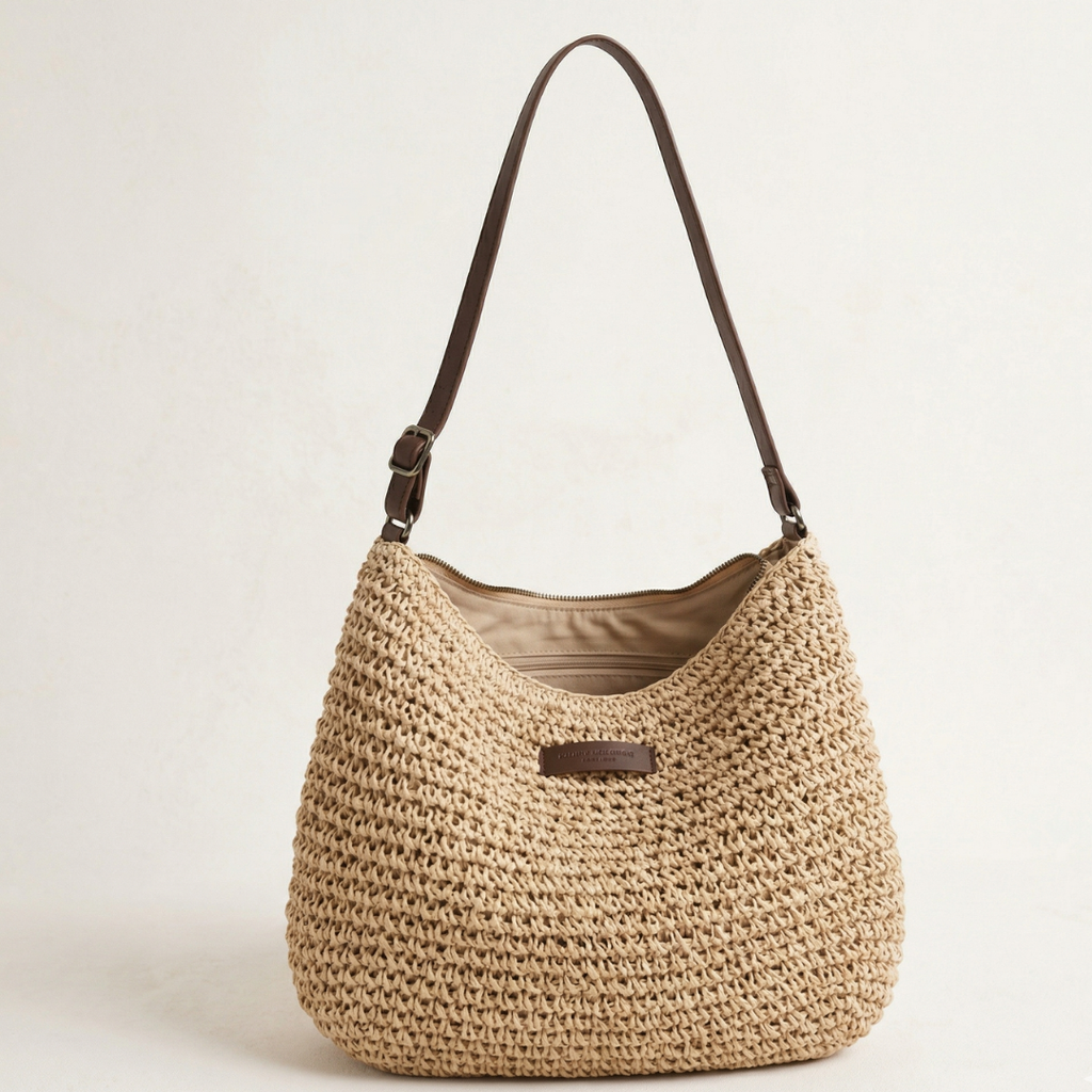 Natural Woven Straw Handbag