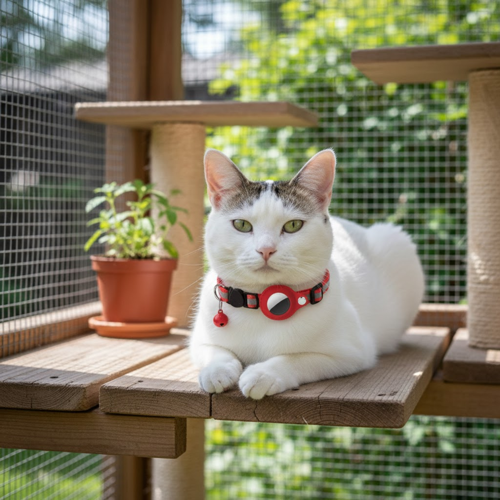Reflective Cat AirTag Collar with Breakaway Buckle Bell and GPS Tracker Case
