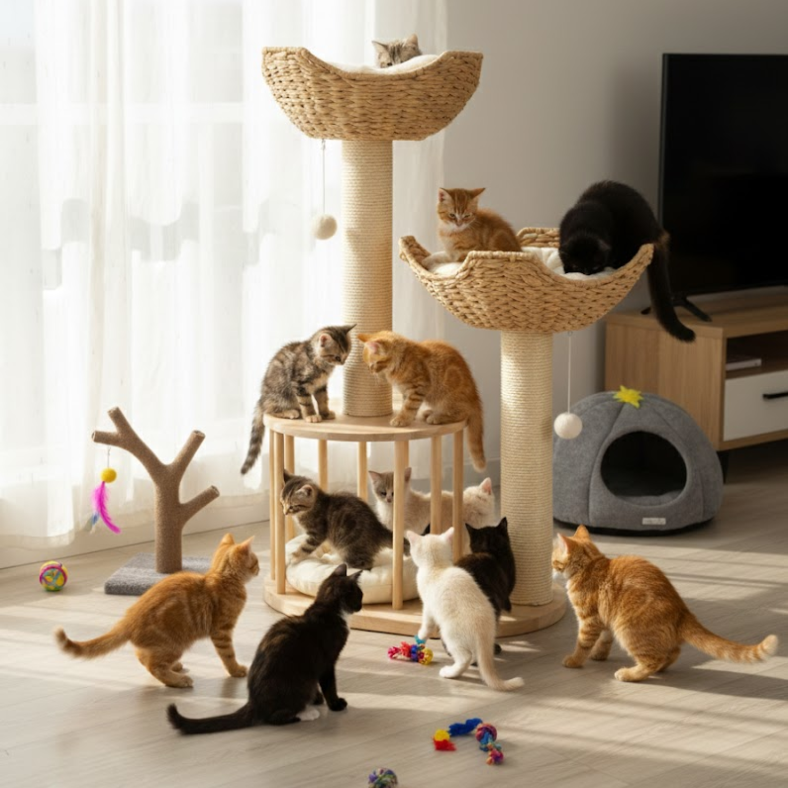 Cat Tree Padded Plush Perches Kitten Condo Sisal Rope
