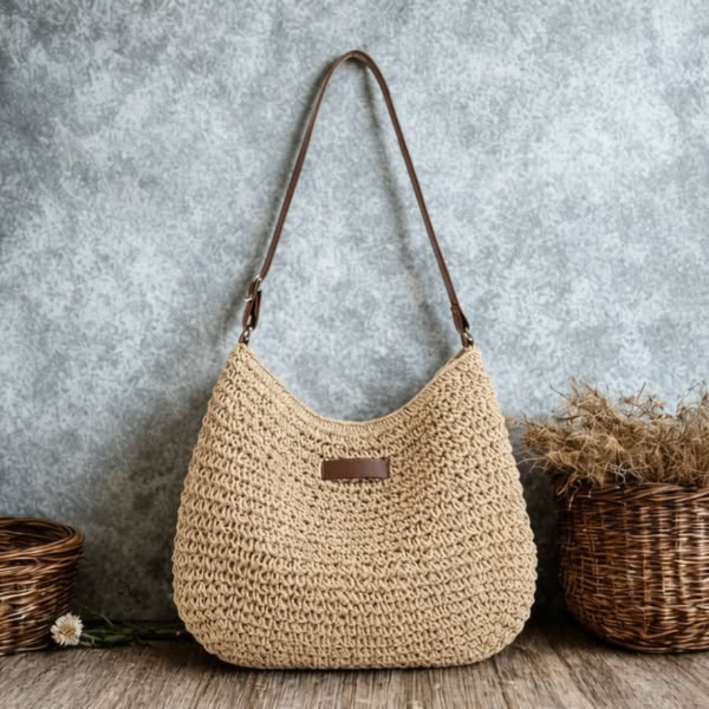Natural Woven Straw Handbag