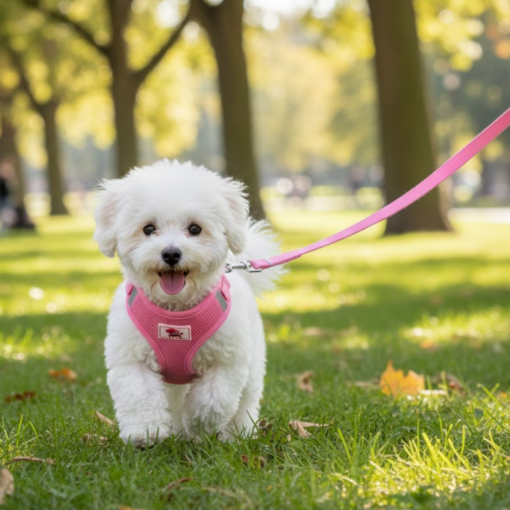 Reflective Breathable Corduroy Dog Harness and Leash Set with Nylon Chest Strap