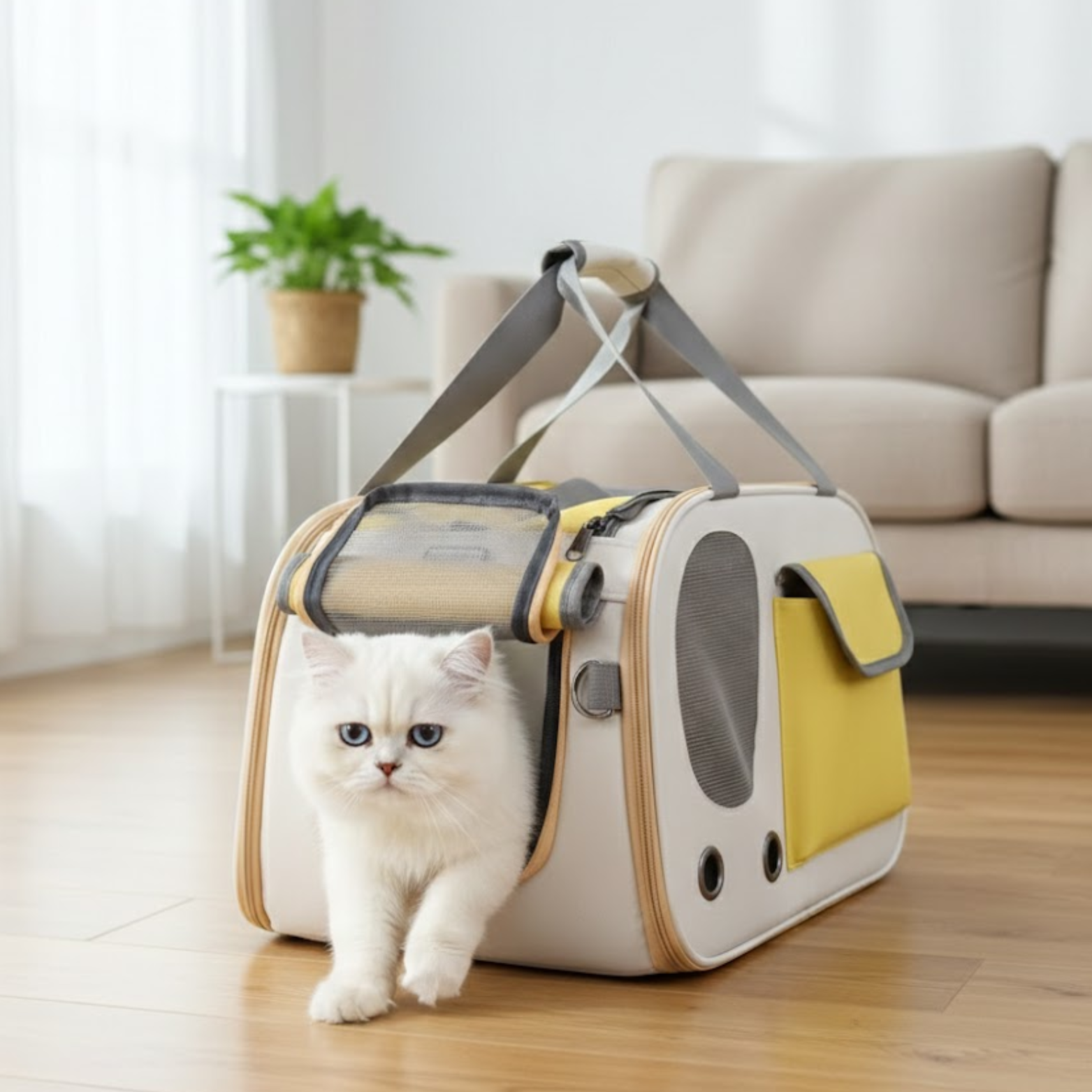 Soft-Sided Pet Carrier Bag with Breathable Mesh for Cats and Small Dogs
