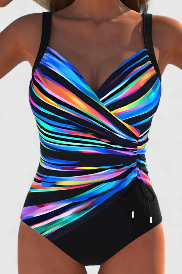 V-Neck Ruched One-Piece Swimsuit