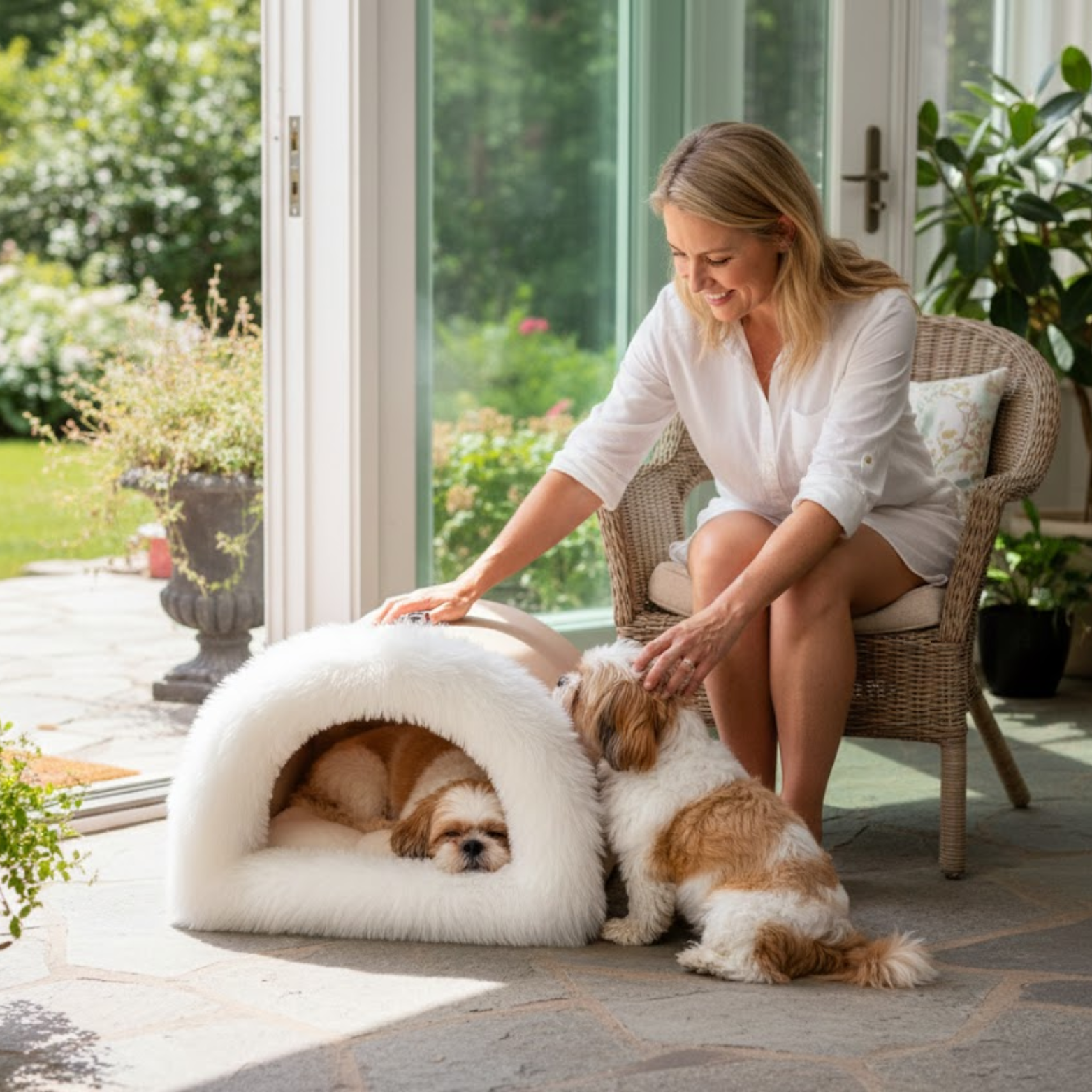 Winter Plush Cat Bed Dog Kennel Warm Cat House Villa