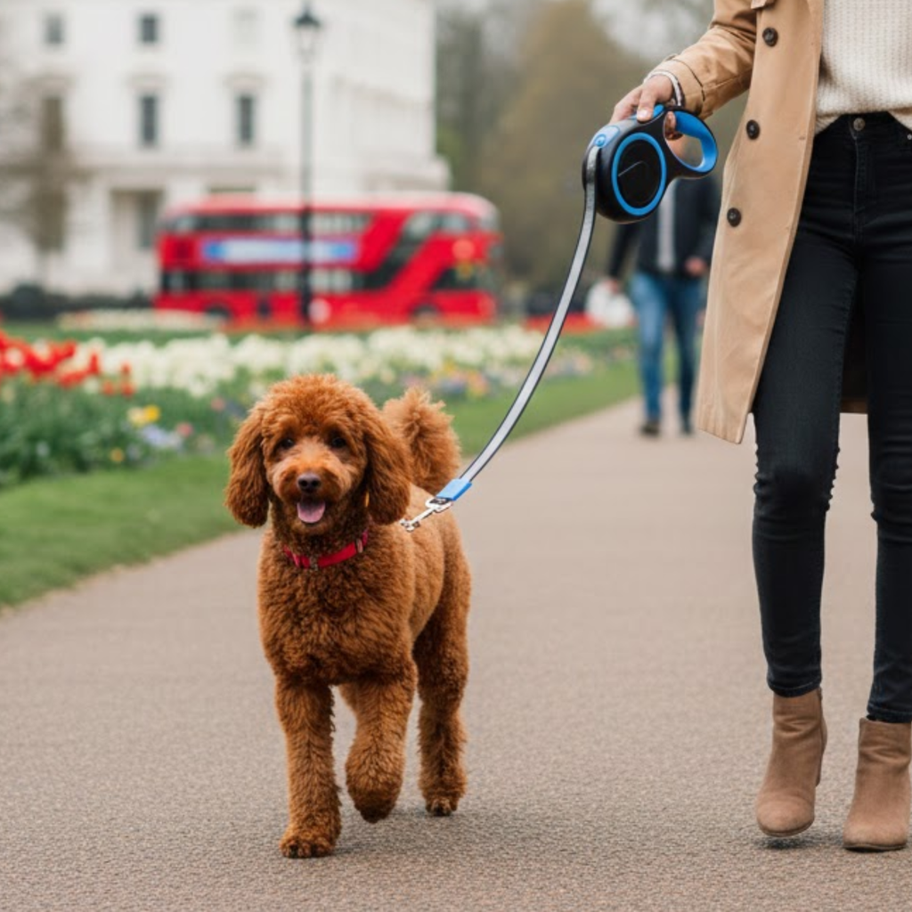 Retractable Dog Leash with Heavy Duty Nylon Extendable Lead and Quick Release Lock