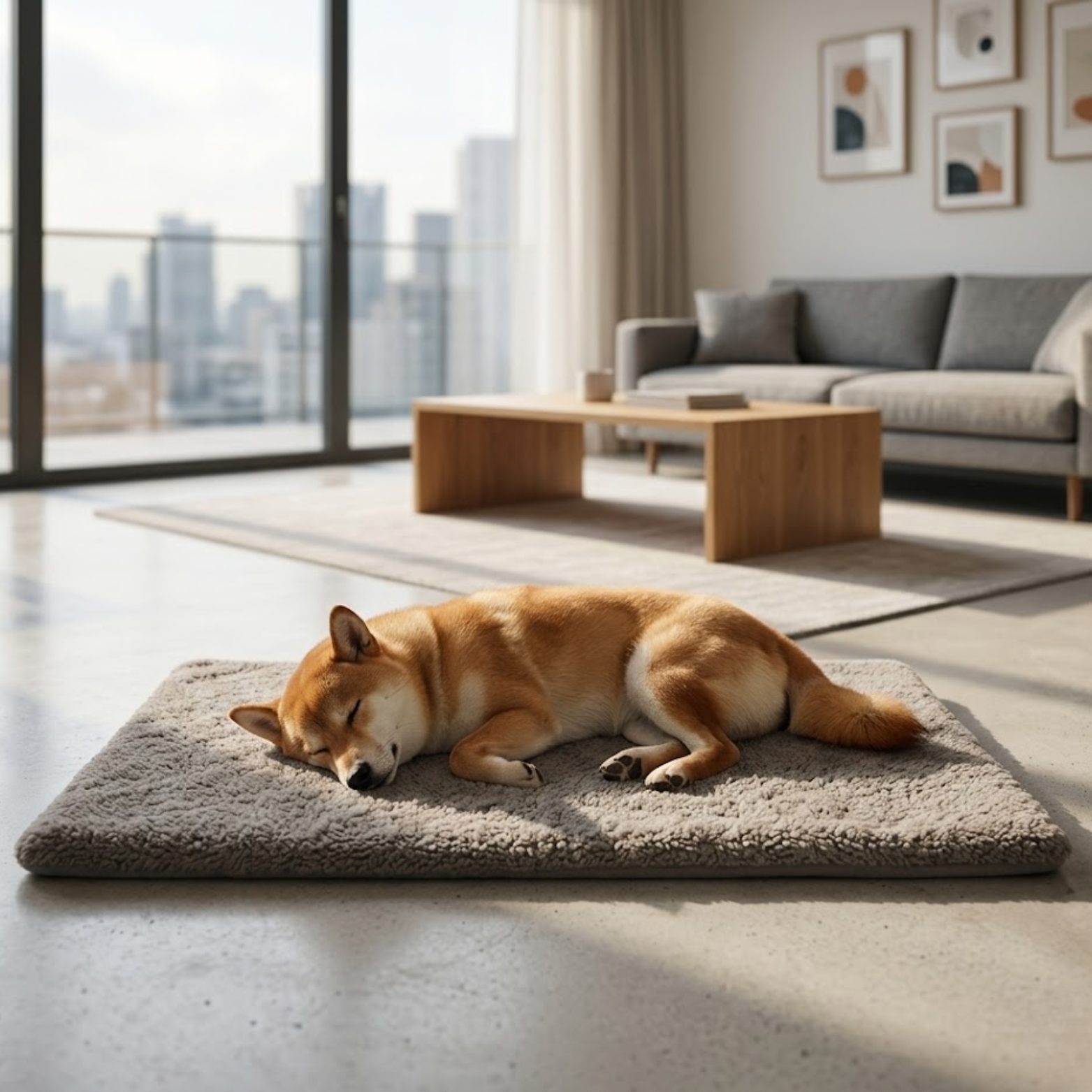 Waterproof Dog Bed with Removable Washable Faux Fur Cover and Anti-Slip Bottom