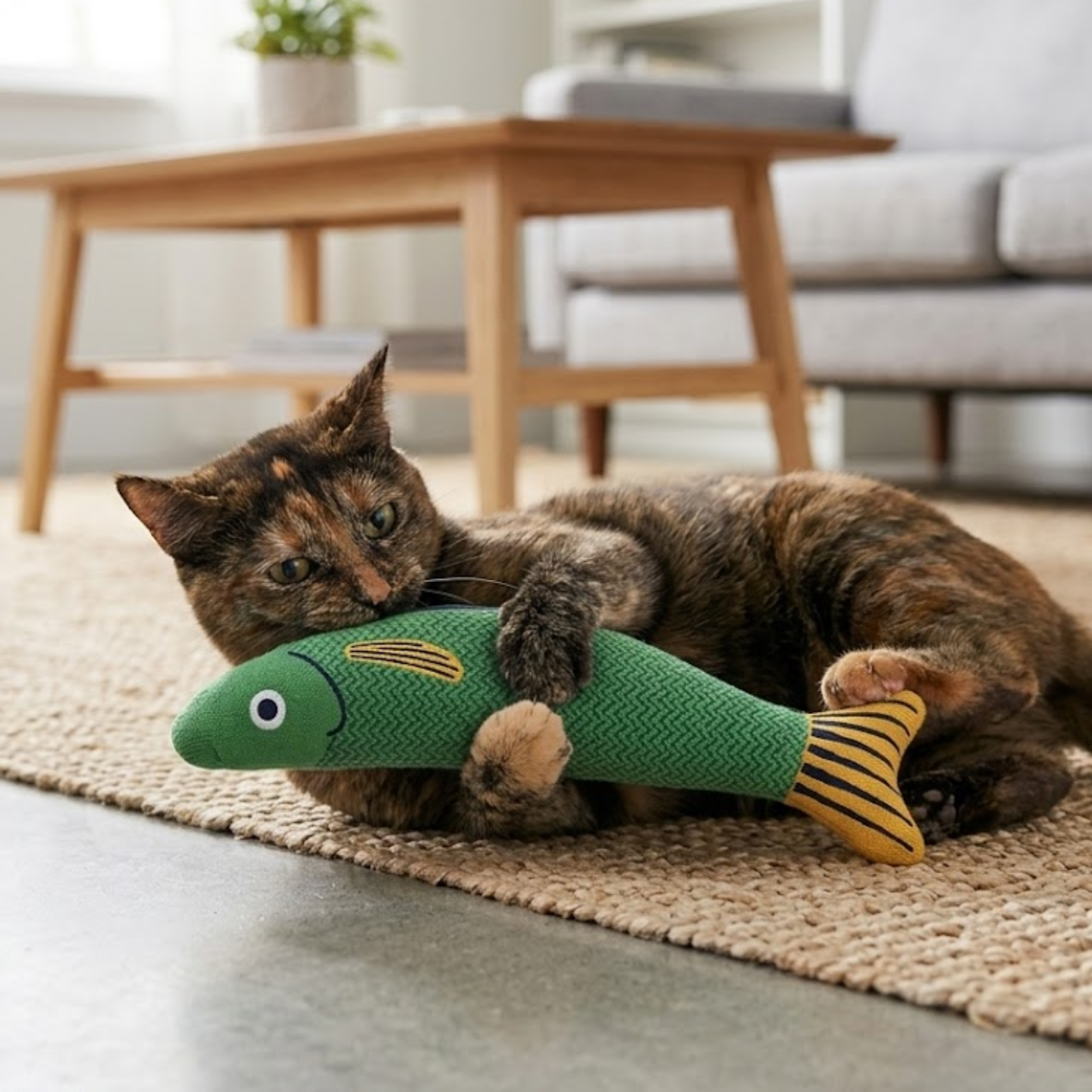 Plush Cat Kicker Toy with Catnip and Crinkle Sound for Interactive Indoor Play