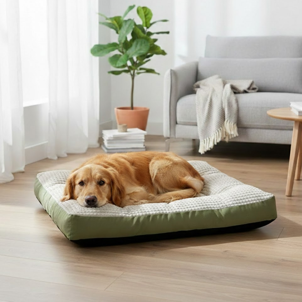 Washable Flannel Pet Bed Cushion with Detachable Soft Fleece Cover for Dogs and Cats