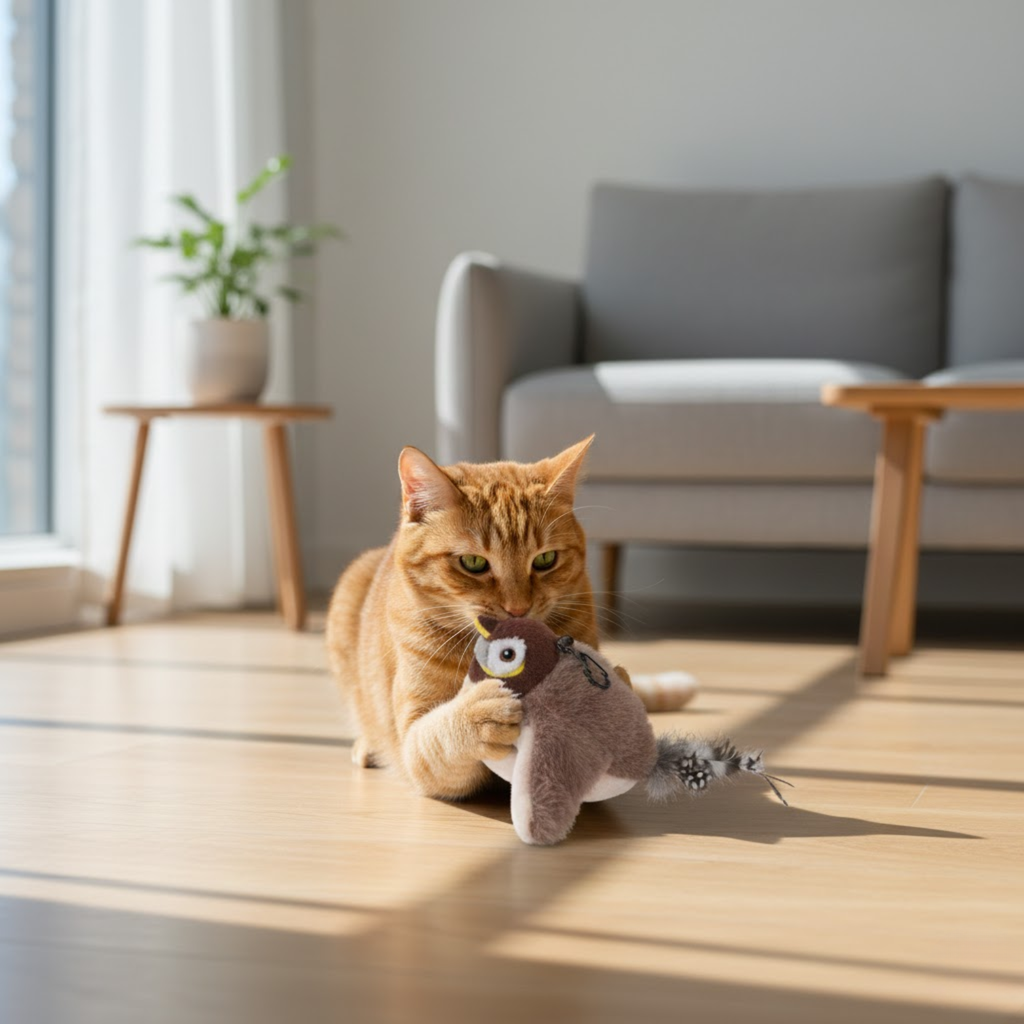Interactive Flapping Bird Cat Toy USB Rechargeable Chirping Simulation Bird with Catnip