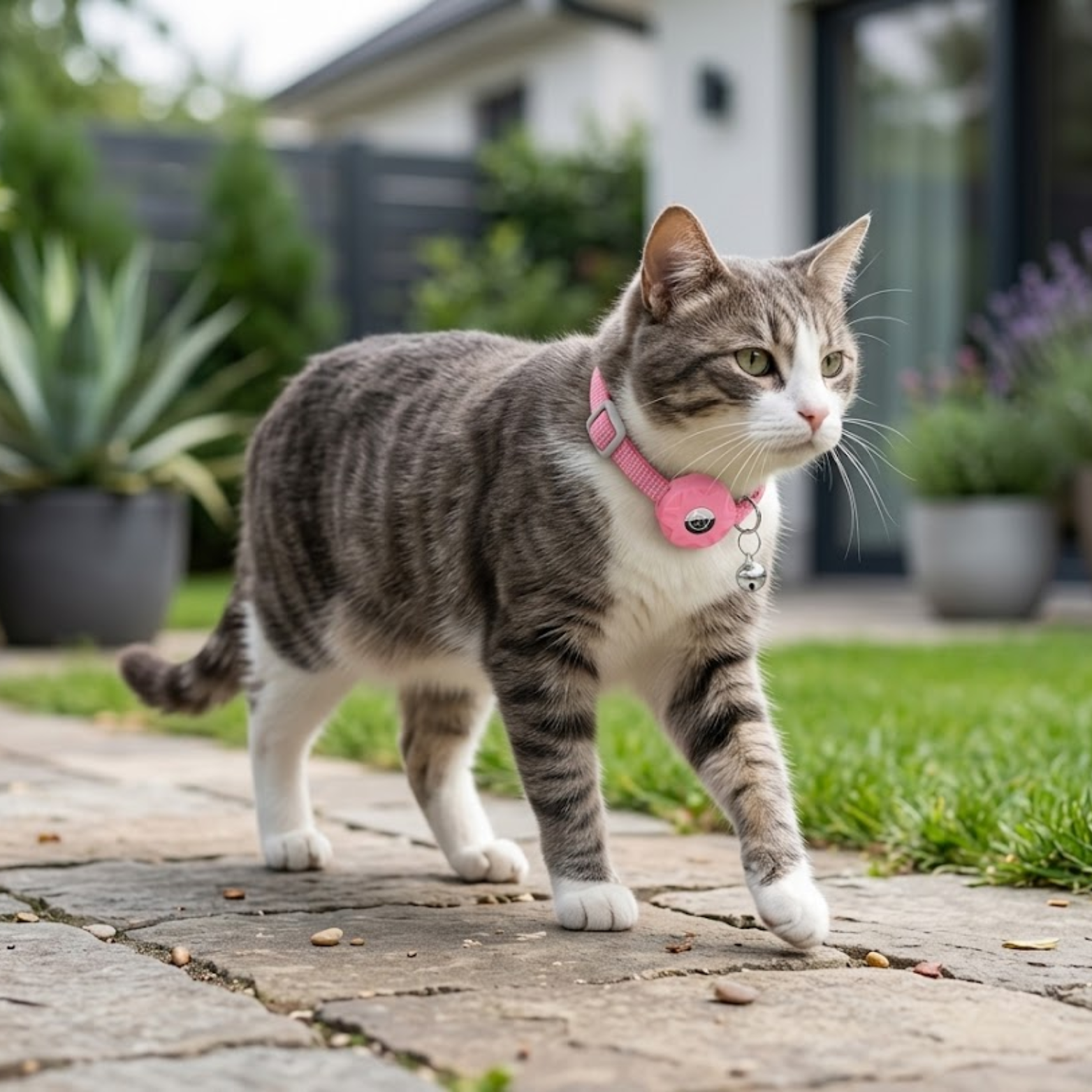 Reflective Cat Collar with Integrated GPS Tracker Holder and Breakaway Safety Buckle