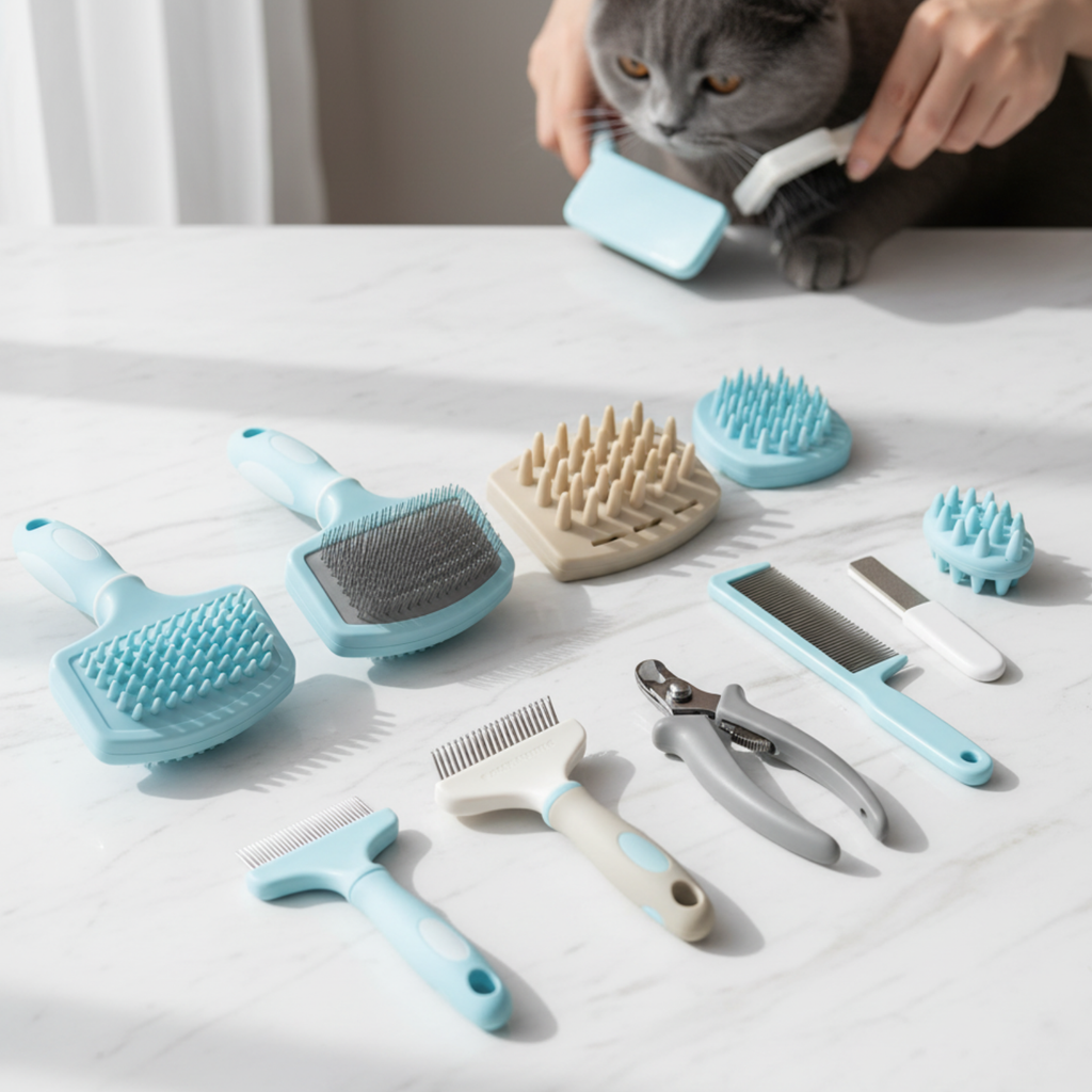 8 in 1 pet grooming comb set for dogs and cats