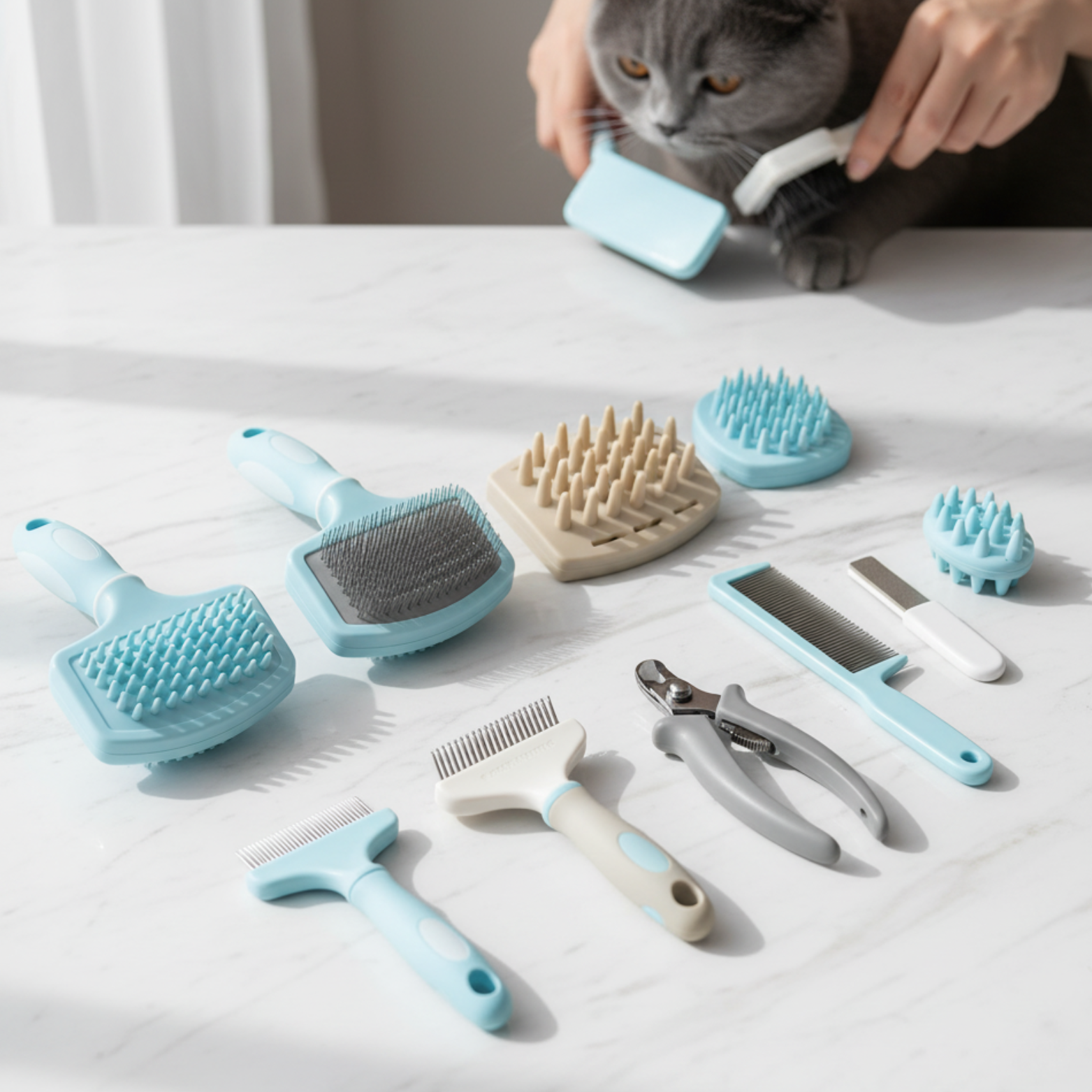 8 in 1 pet grooming comb set for dogs and cats