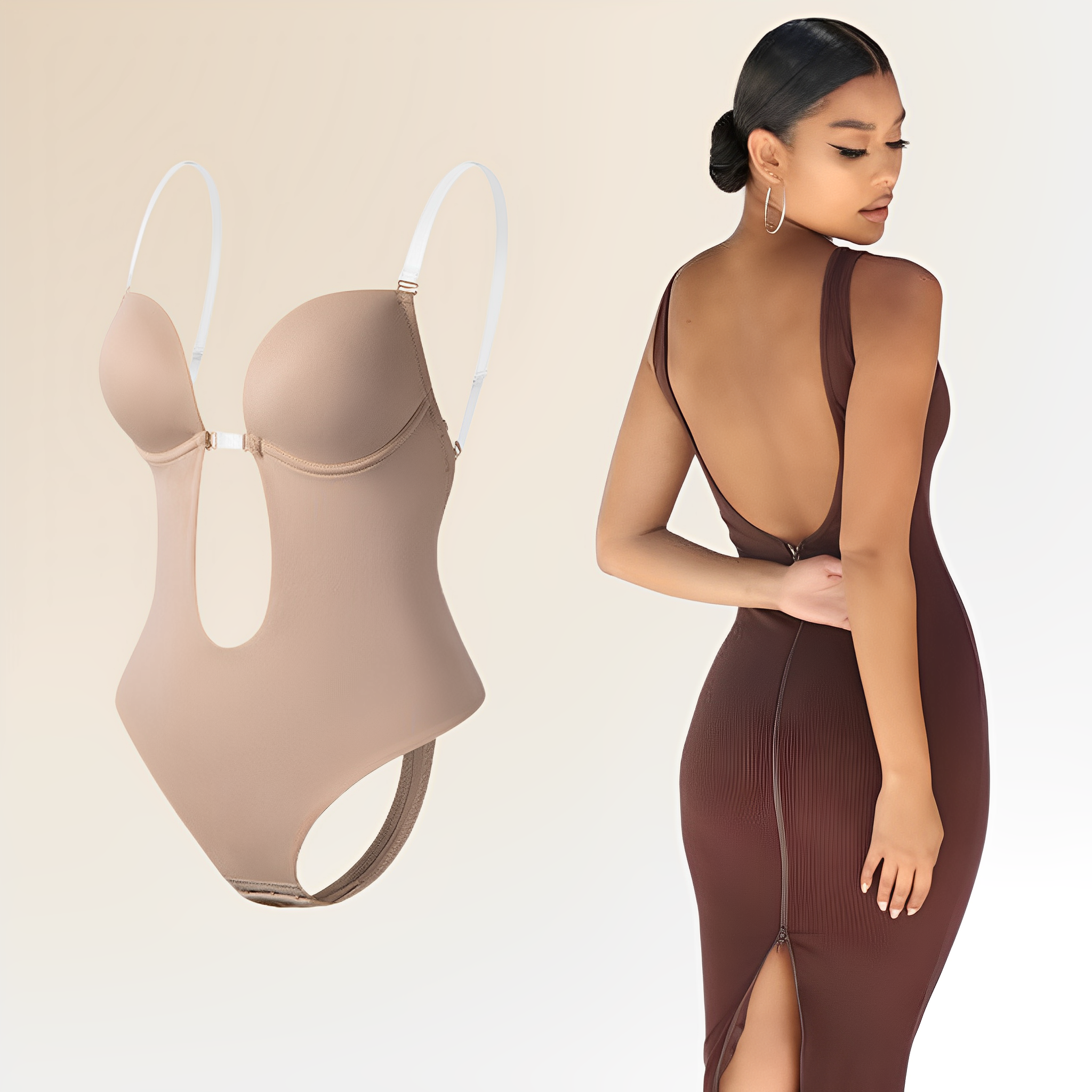 Backless Low Cut Shapewear Bodysuit