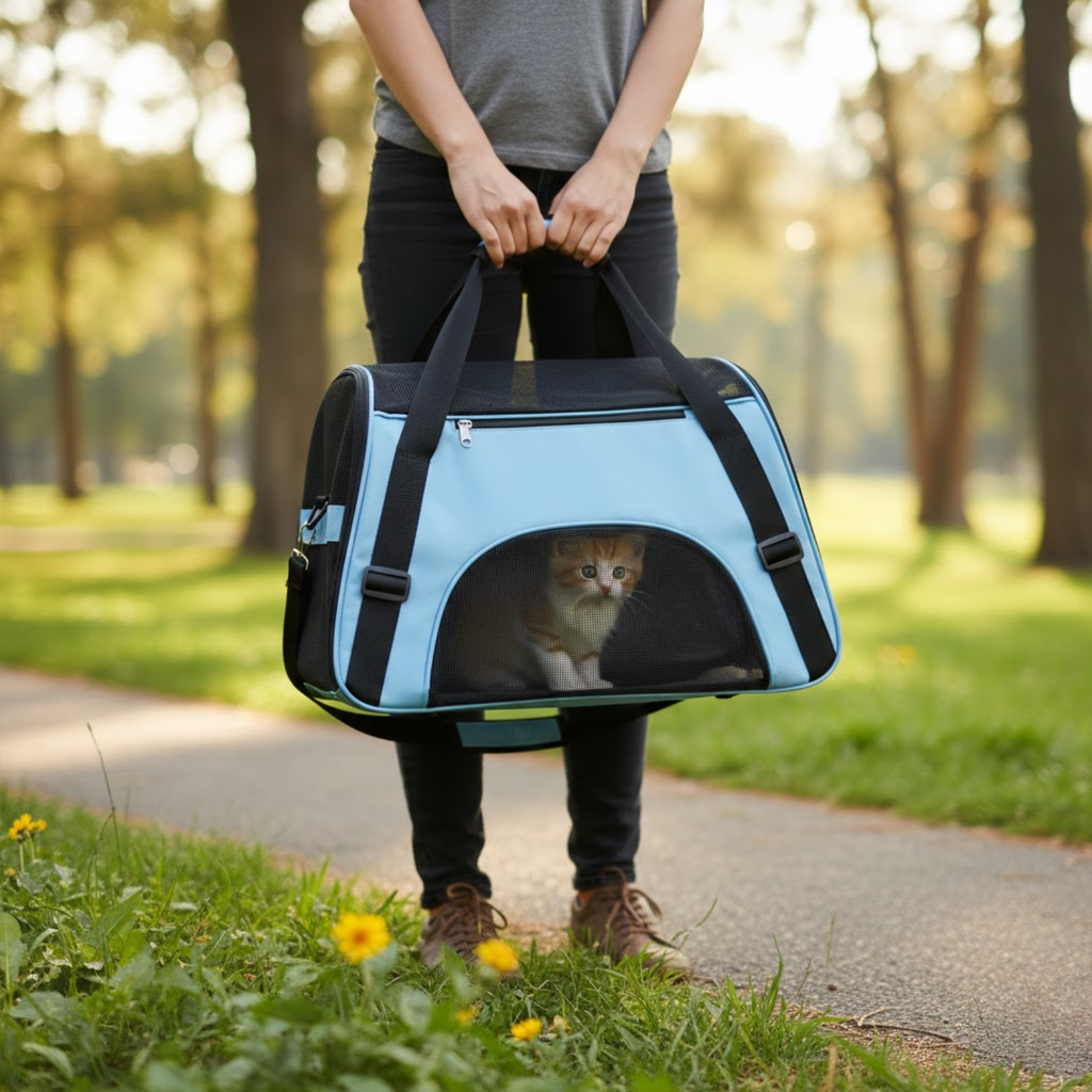 Soft-Sided Pet Carrier Bag Breathable Mesh Foldable Oxford Travel Handbag for Cats Dogs