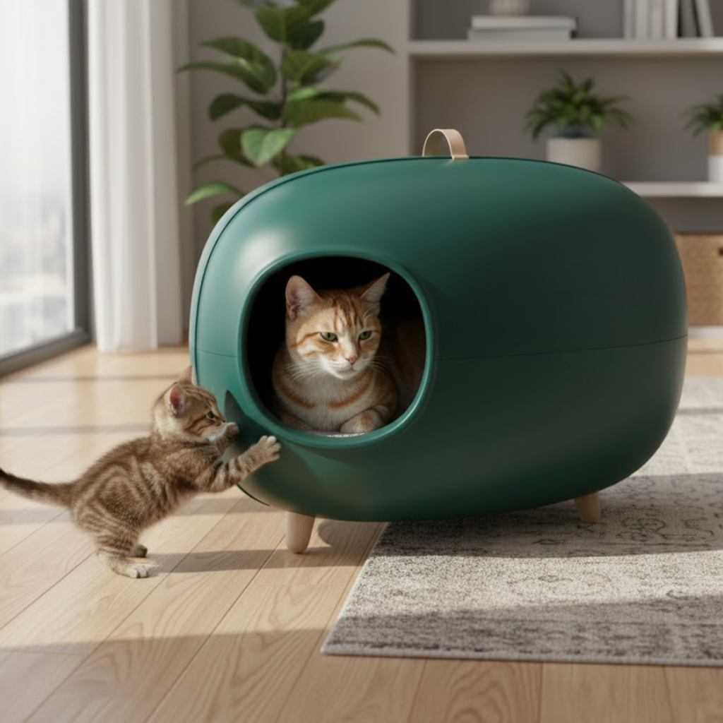 Enclosed Cat Litter Box Kitty Toilet Odor Control Privacy House