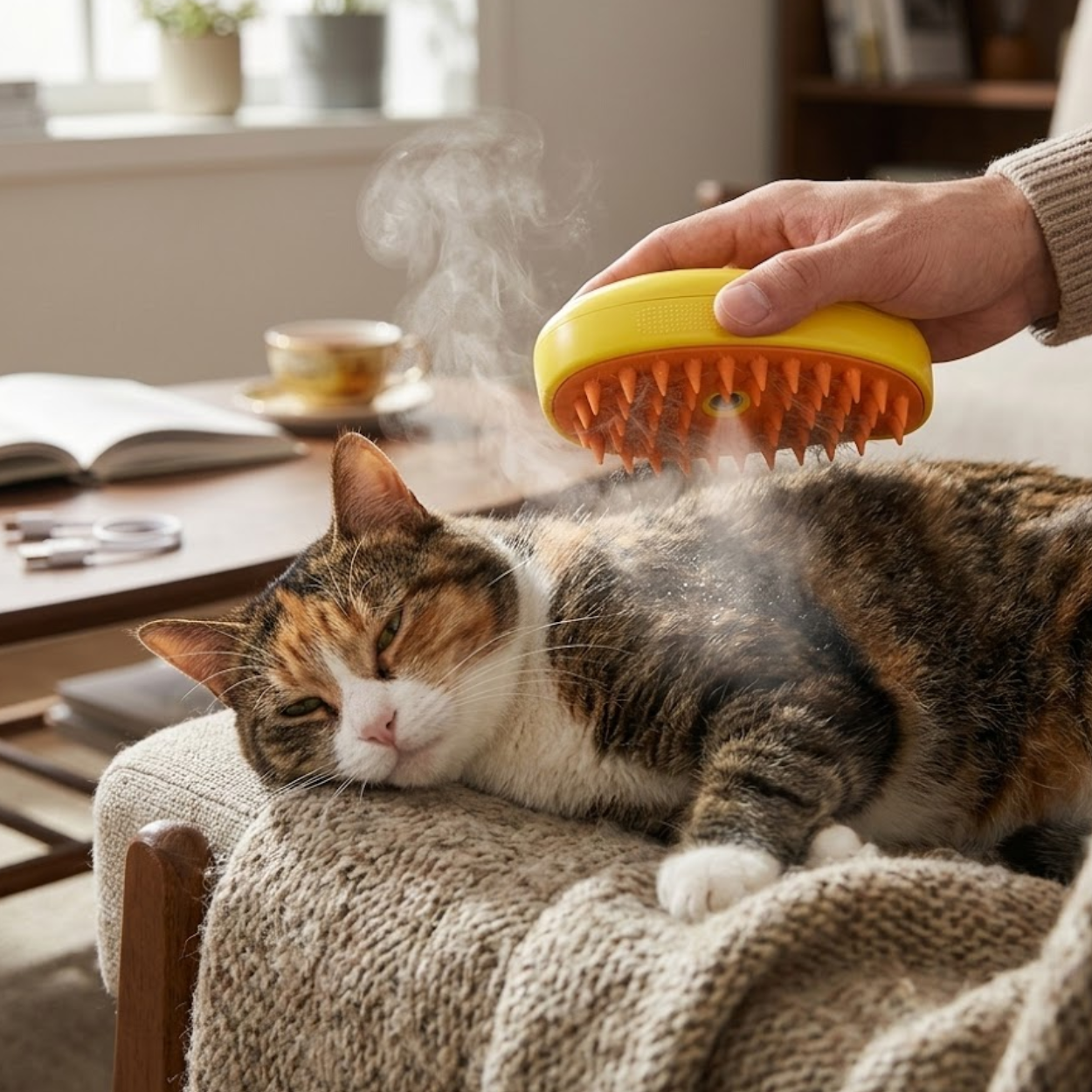 Electric Steamy Pet Brush for Cats and Dogs Portable 3-in-1 Massage Grooming Comb