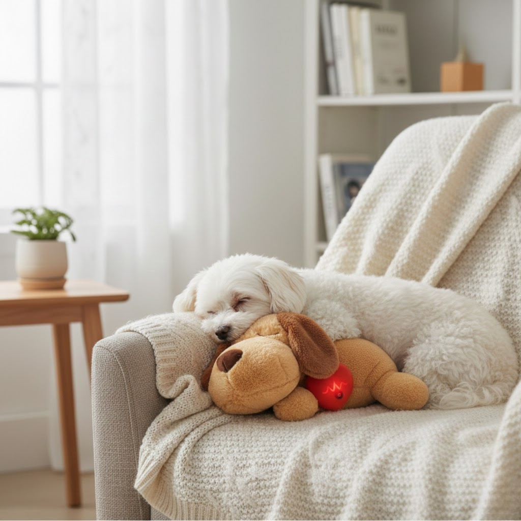 Puppy Heartbeat Stuffed Animal Anxiety Relief Plush Dog Toy with Soothing Sound