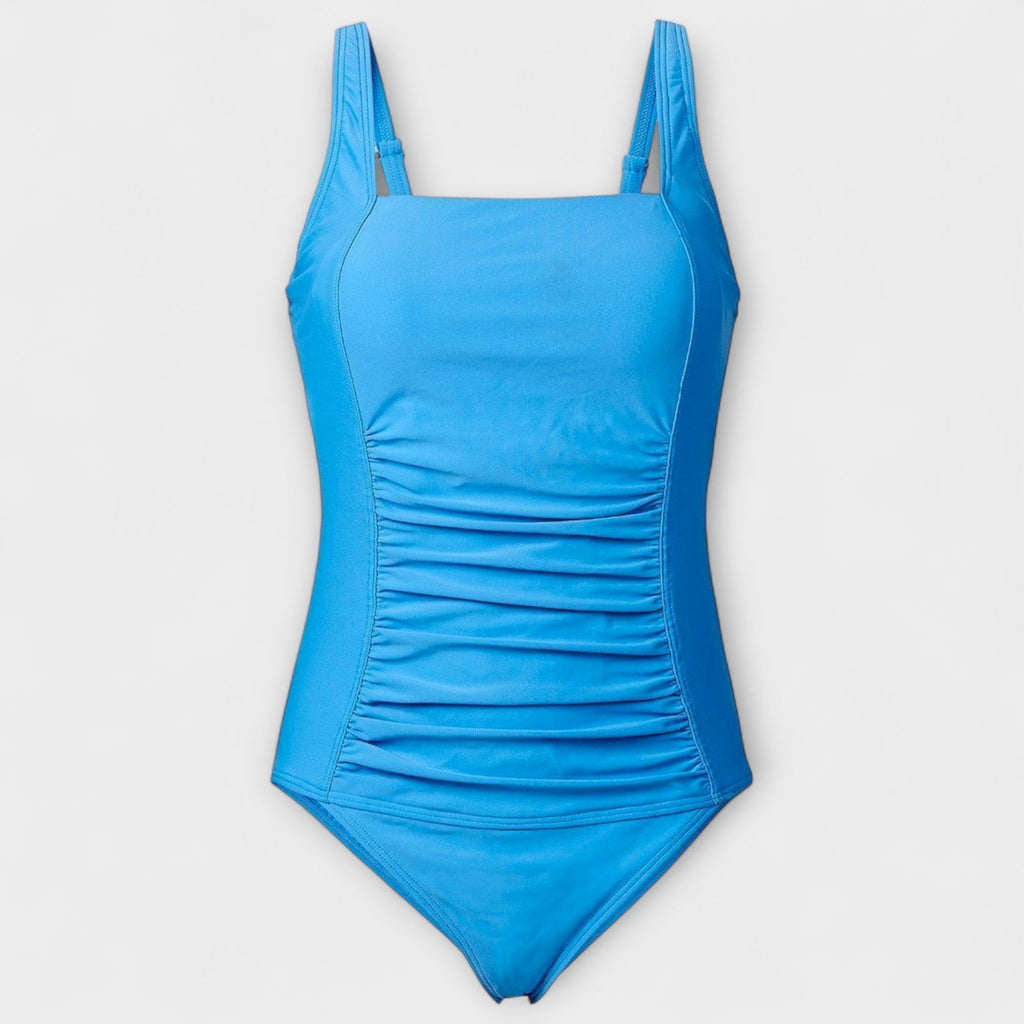 Square Neck Ruched One-Piece Swimsuit