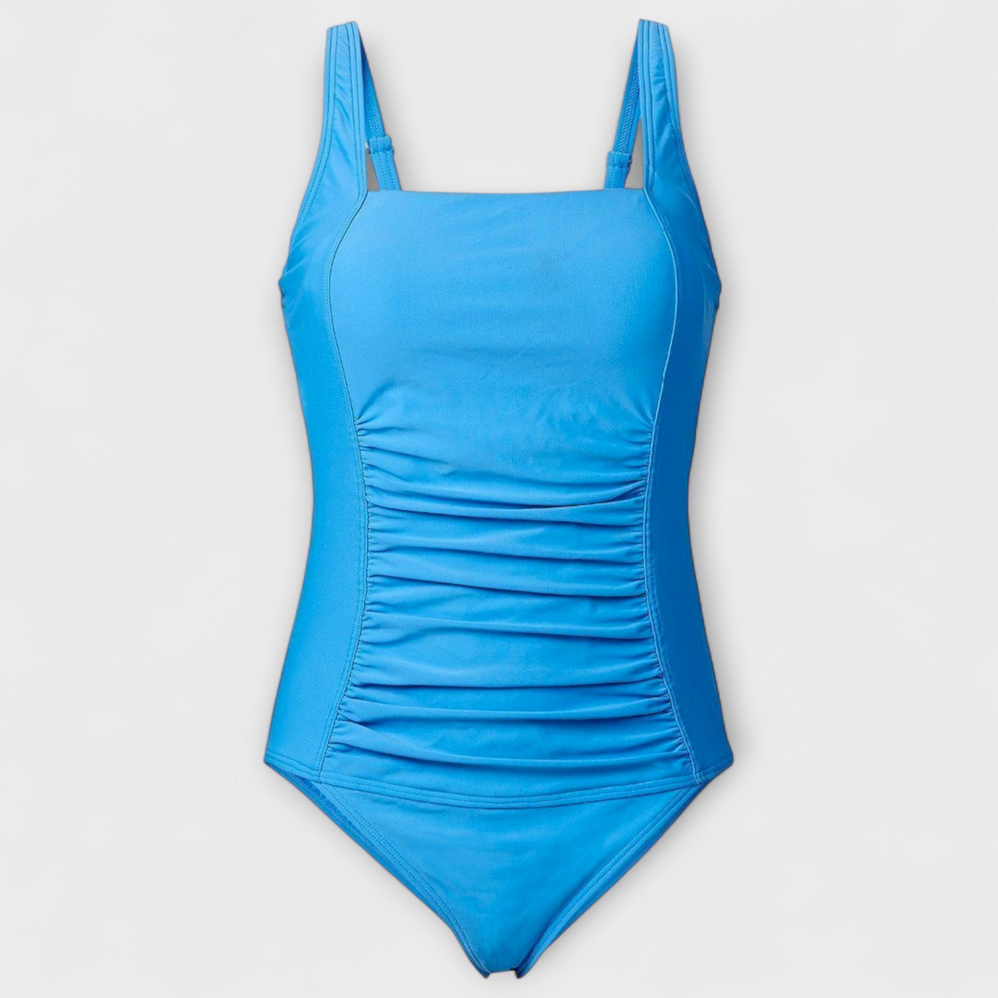 Square Neck Ruched One-Piece Swimsuit