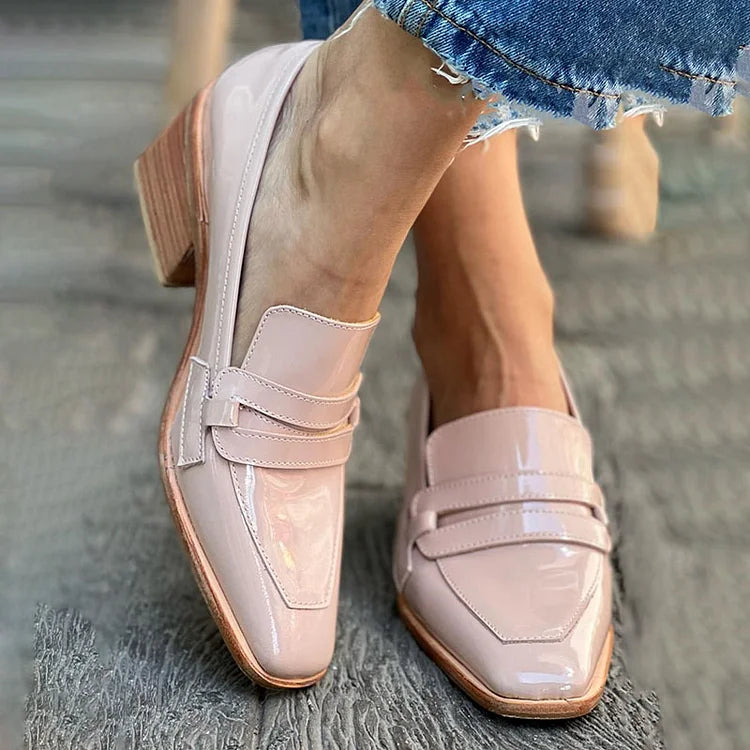 Women’s block heel loafers — slip-on work footwear