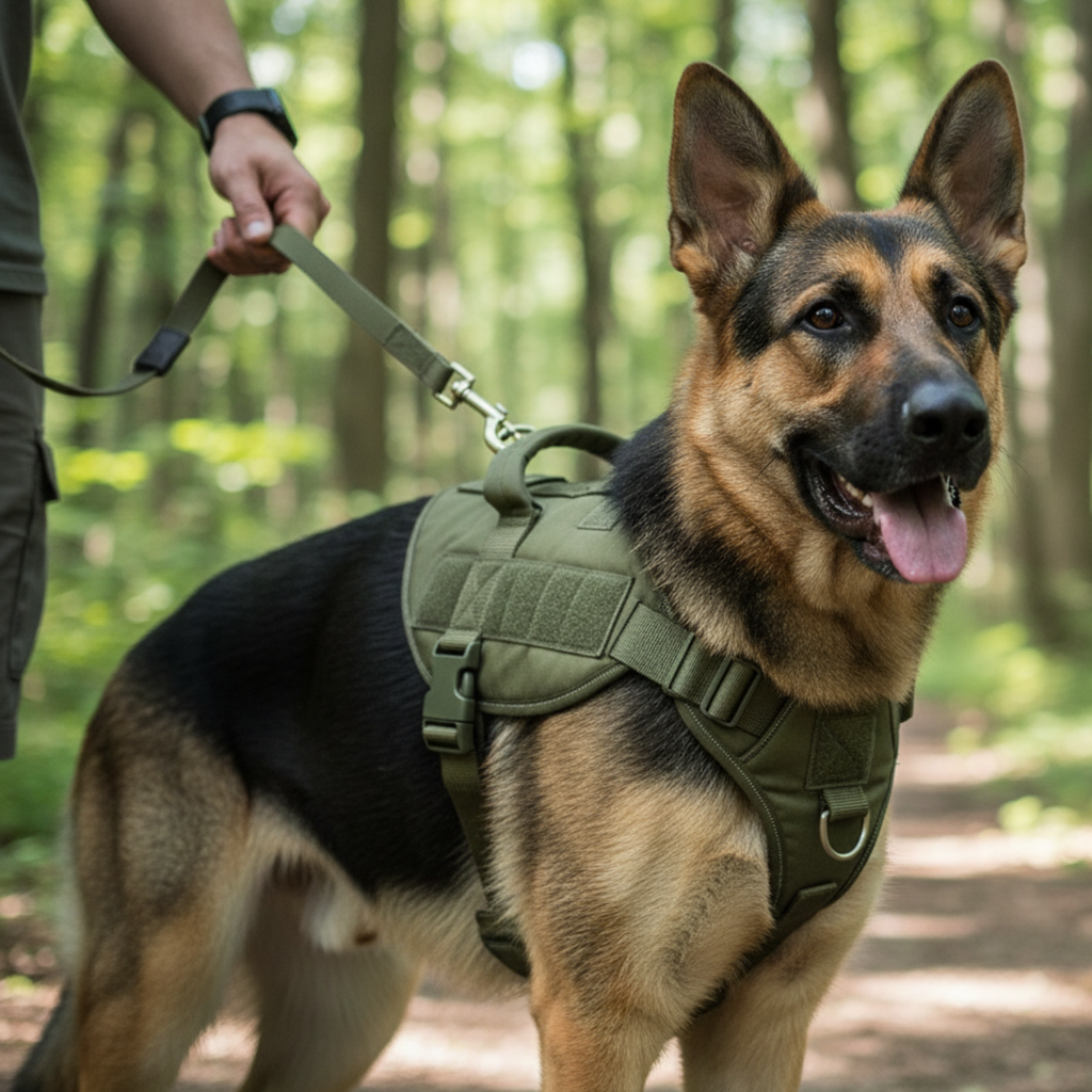 Adjustable K9 dog harness for comfort and control
