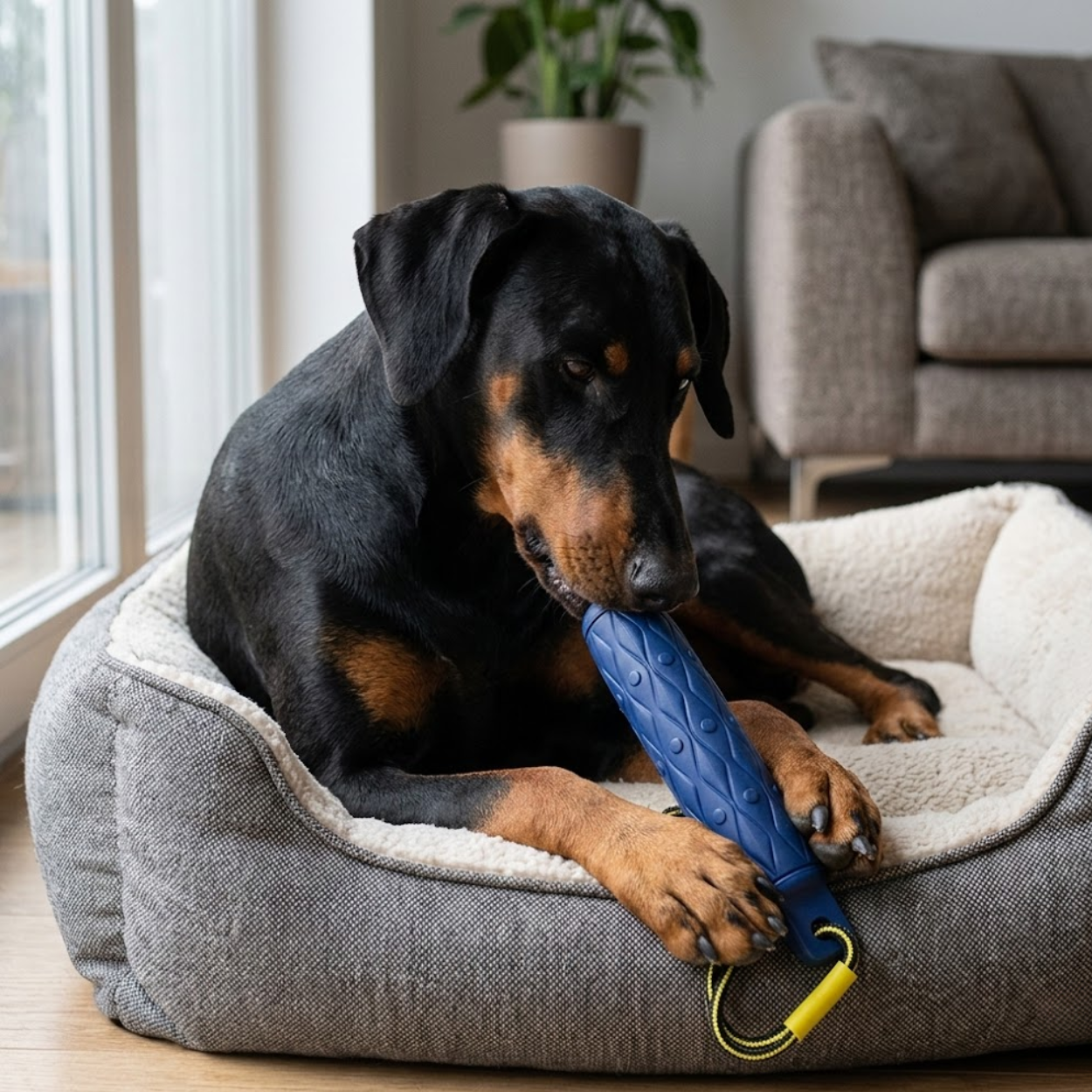 Durable Rubber Dog Chew Toy with Rope for Large Breed Aggressive Chewers Training