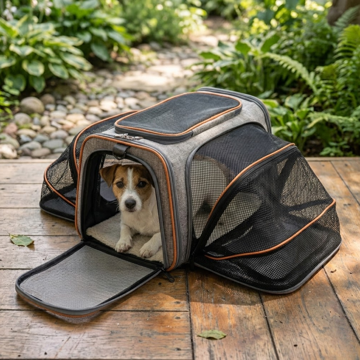 Expandable Soft-Sided Pet Carrier with Breathable Mesh for Small Dogs and Cats