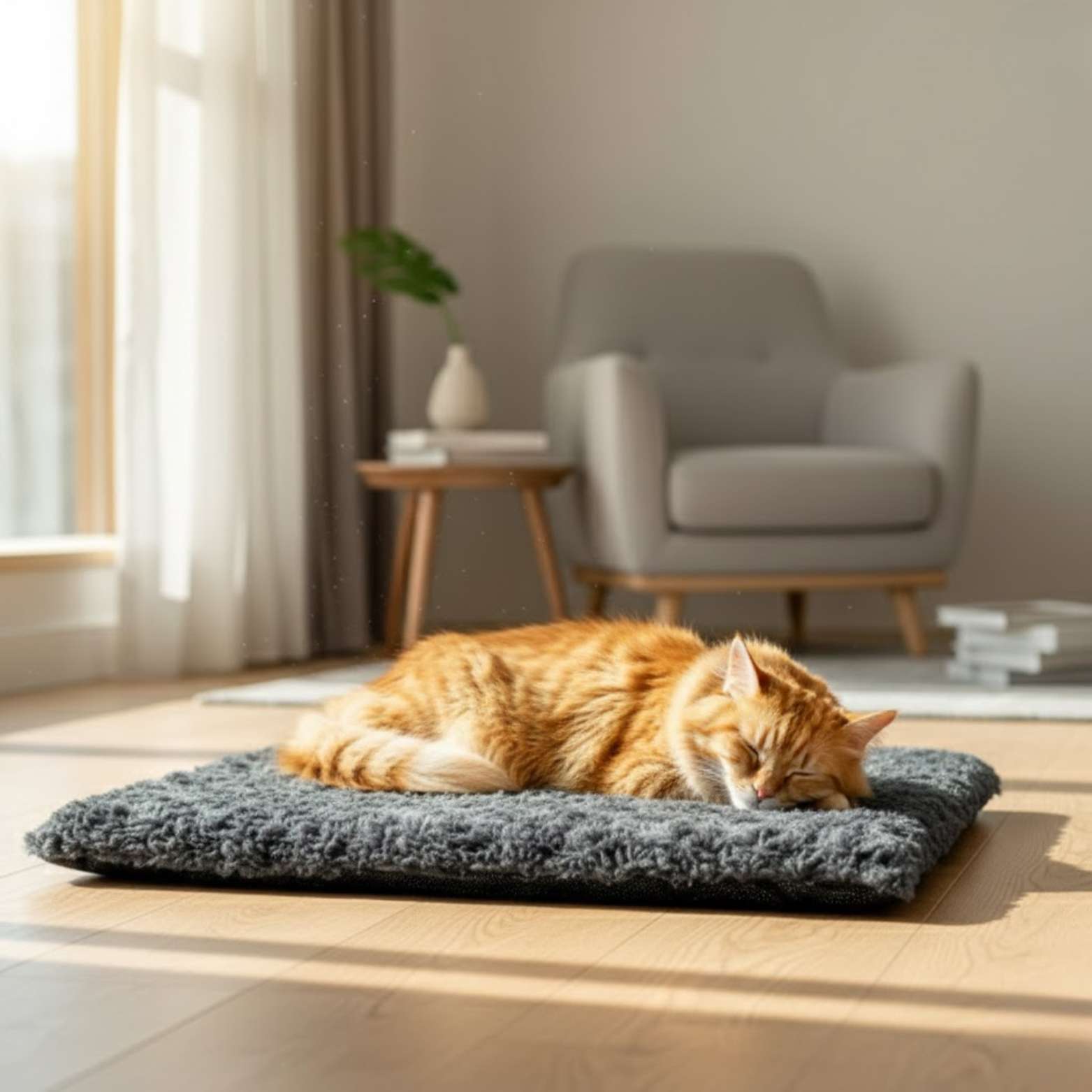 Self-Warming Pet Pad Washable Thermal Cat Mat with Body Heat Reflecting Core